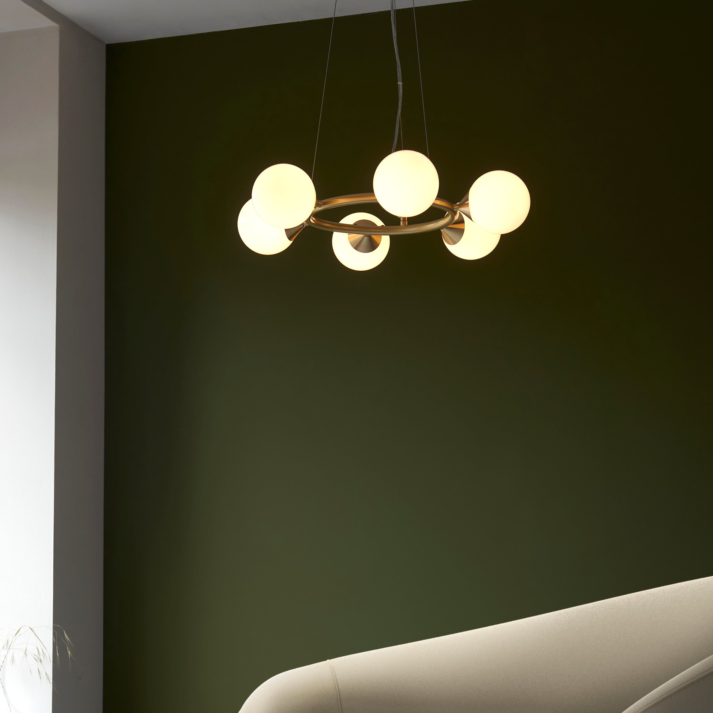 Amos Crib 6 Light Circular Chandelier Brushed Brass