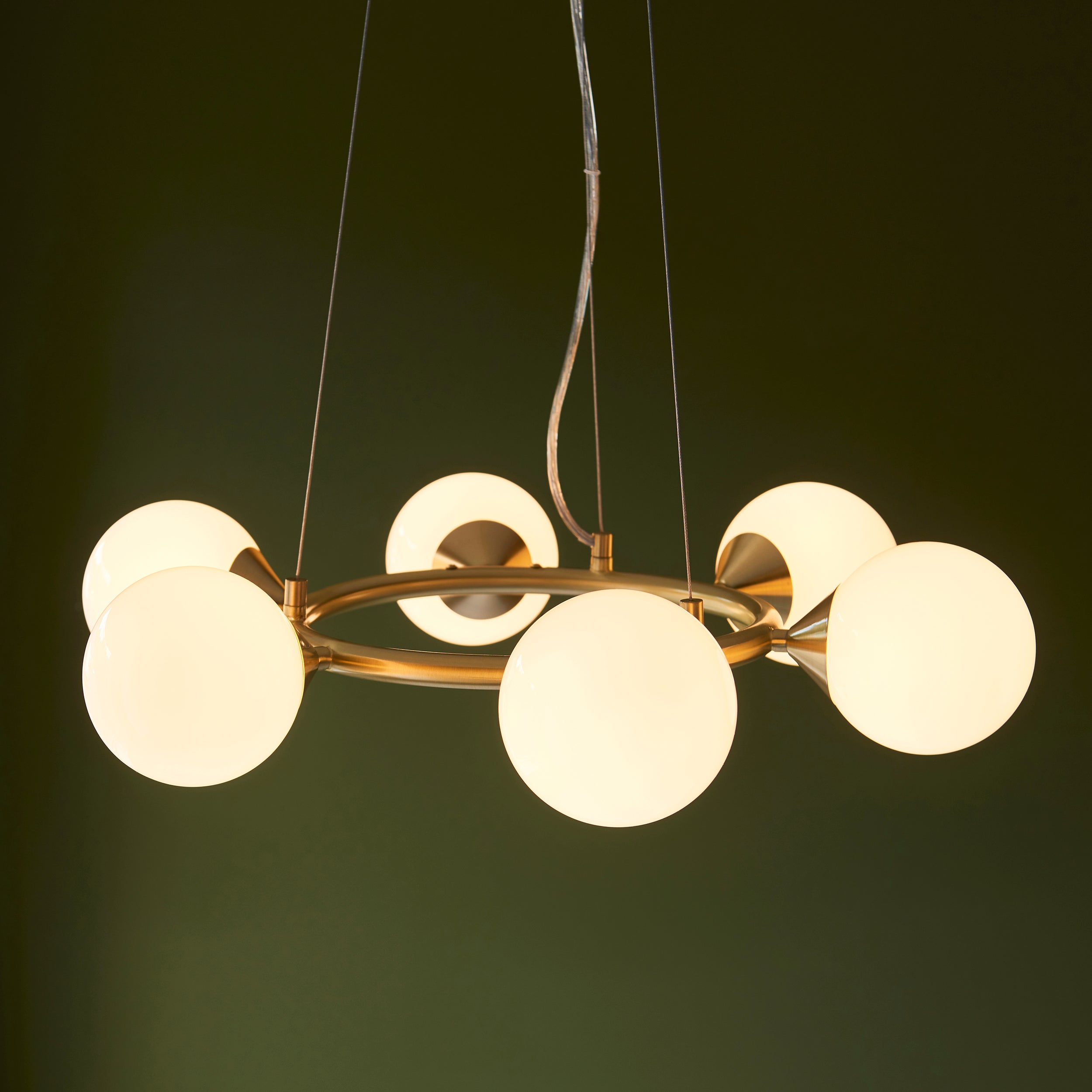 Amos Crib 6 Light Circular Chandelier Brushed Brass