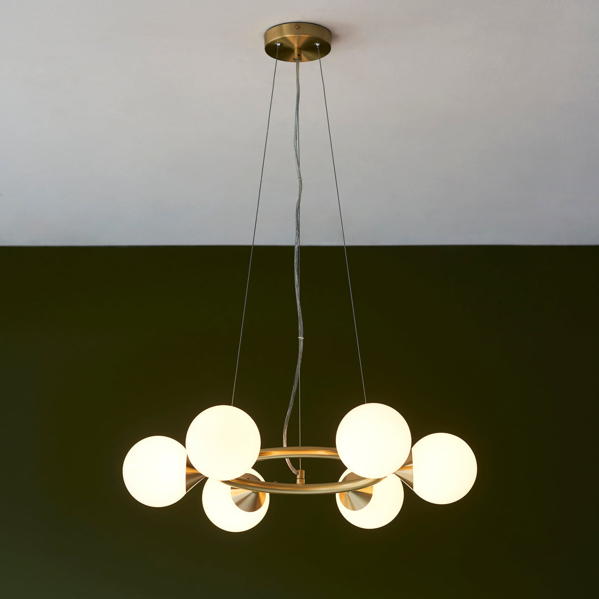 Amos Crib 6 Light Circular Chandelier Brushed Brass