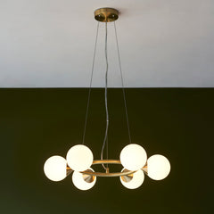 Amos Crib 6 Light Circular Chandelier Brushed Brass