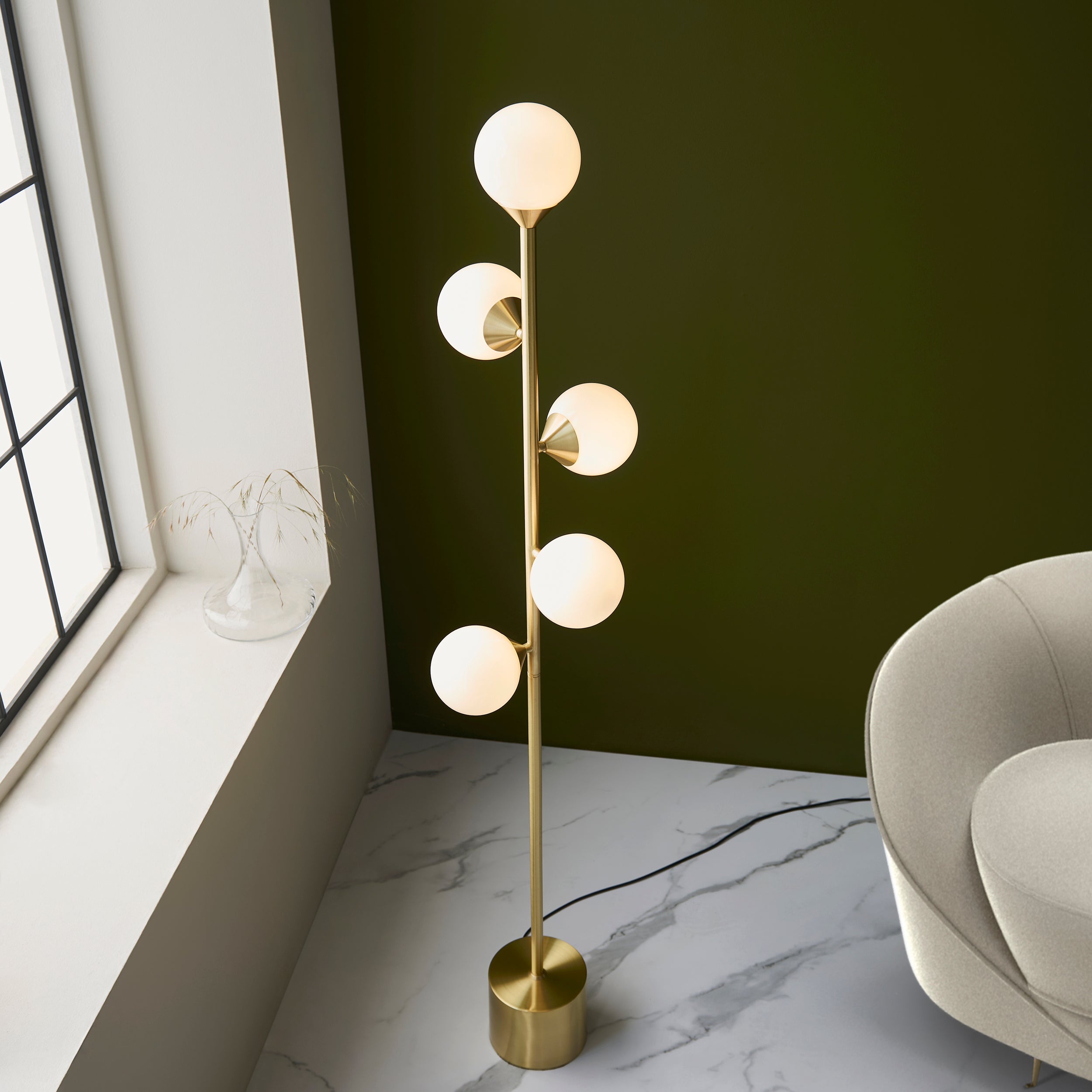 Amos Crib Floor Lamp Brushed Brass