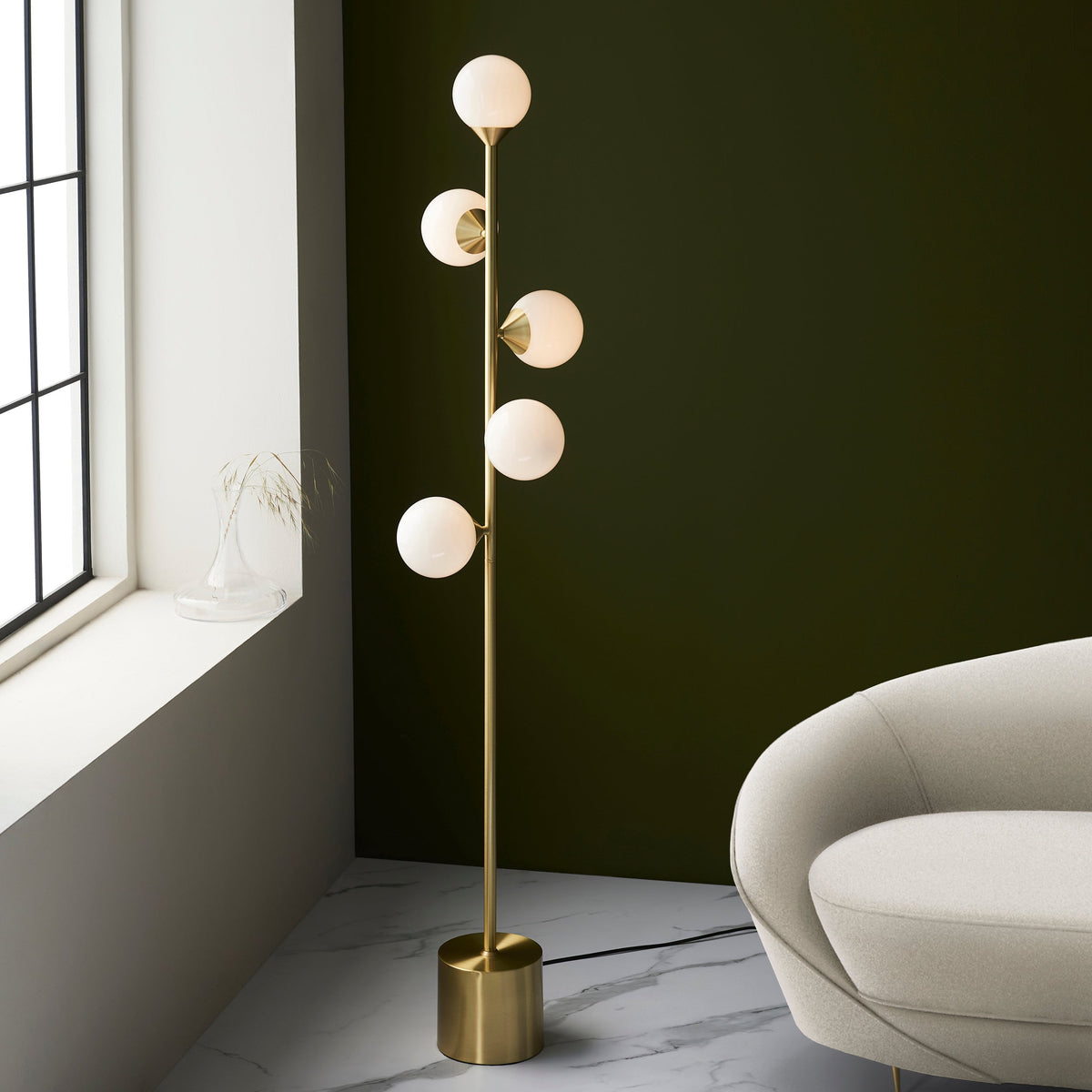 Amos Crib Floor Lamp Brushed Brass