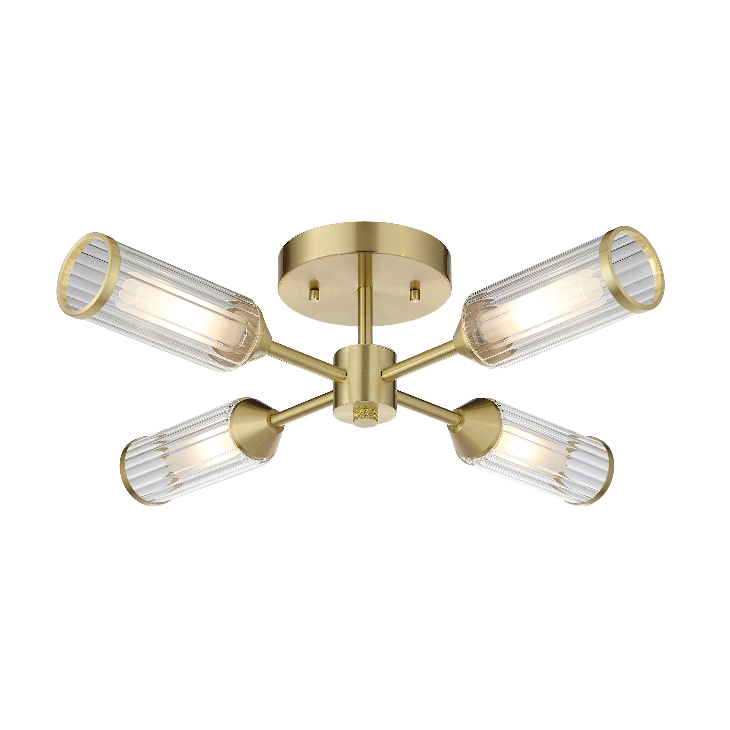 Amos Duchy 4 Light Flush Ceiling Light Satin Brass