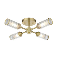 Amos Duchy 4 Light Flush Ceiling Light Satin Brass