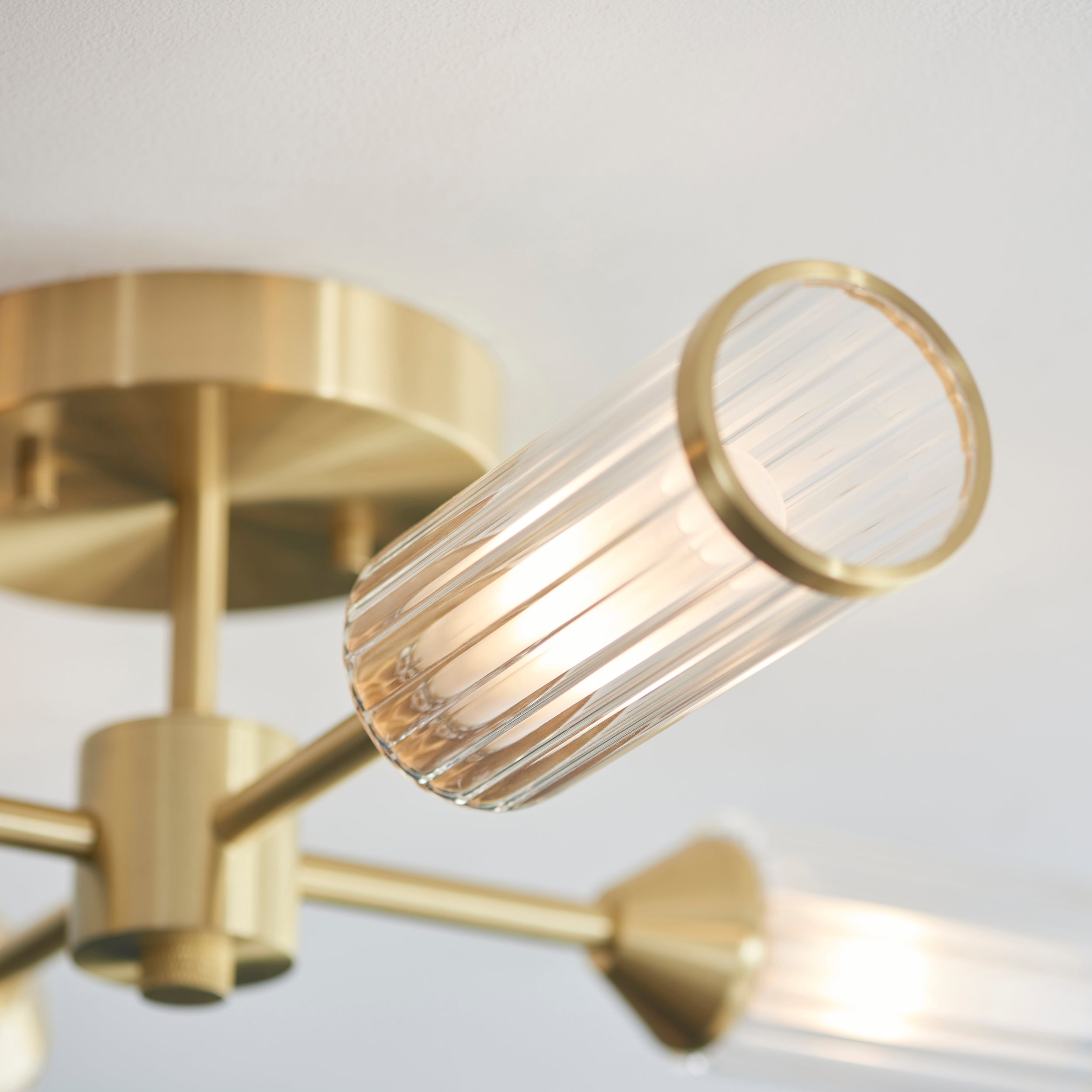 Amos Duchy 4 Light Flush Ceiling Light Satin Brass