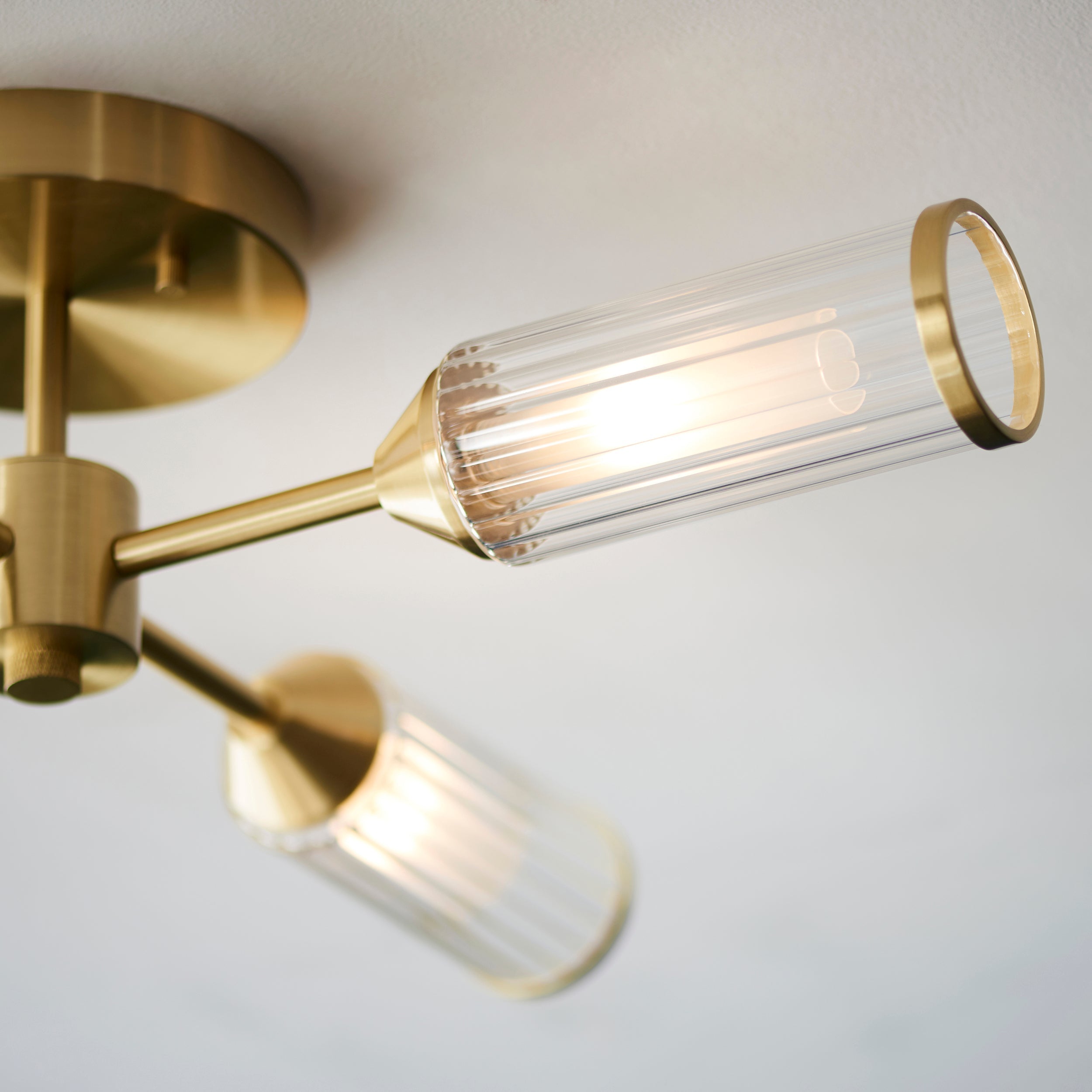 Amos Duchy 4 Light Flush Ceiling Light Satin Brass