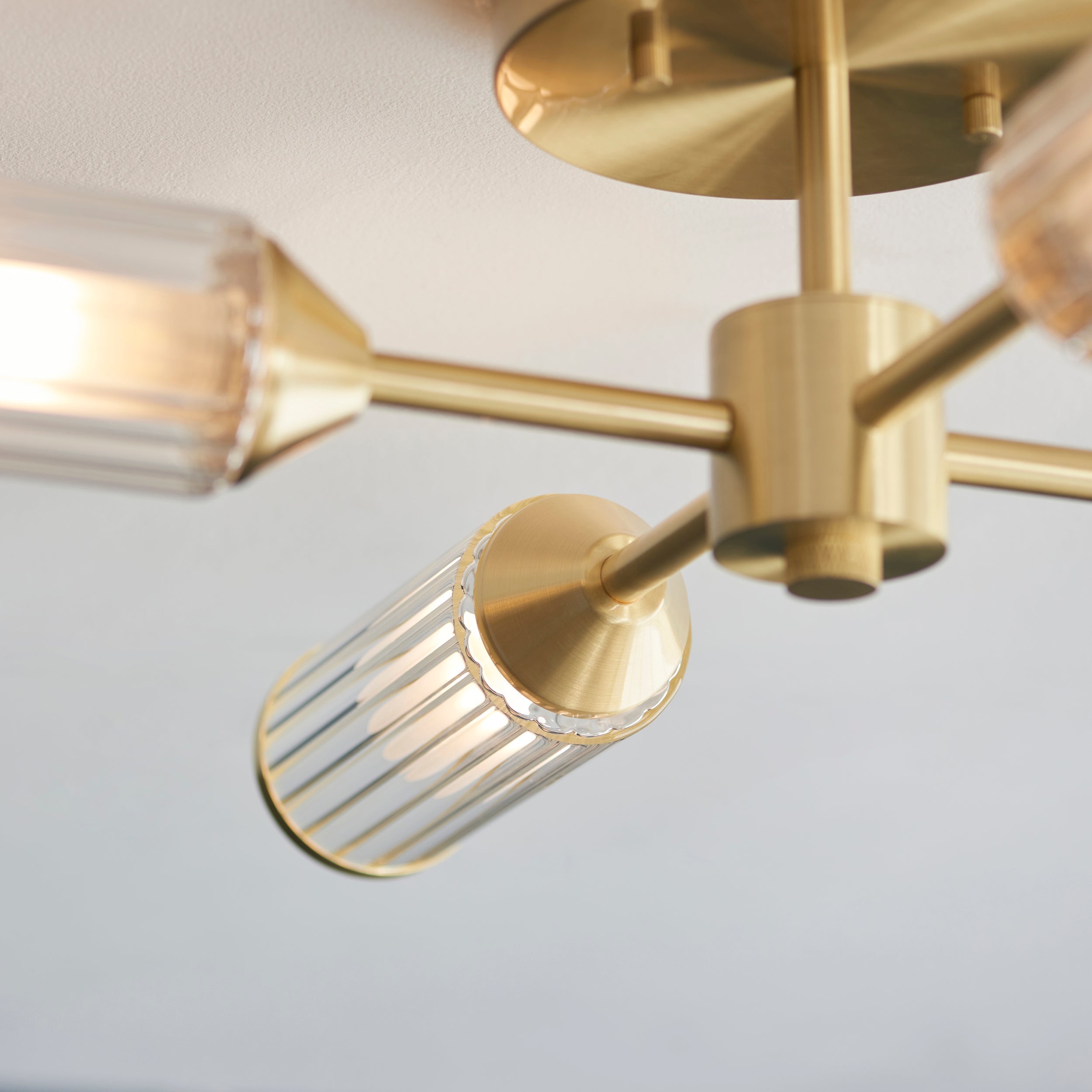 Amos Duchy 4 Light Flush Ceiling Light Satin Brass
