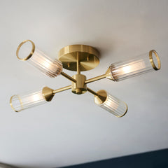 Amos Duchy 4 Light Flush Ceiling Light Satin Brass