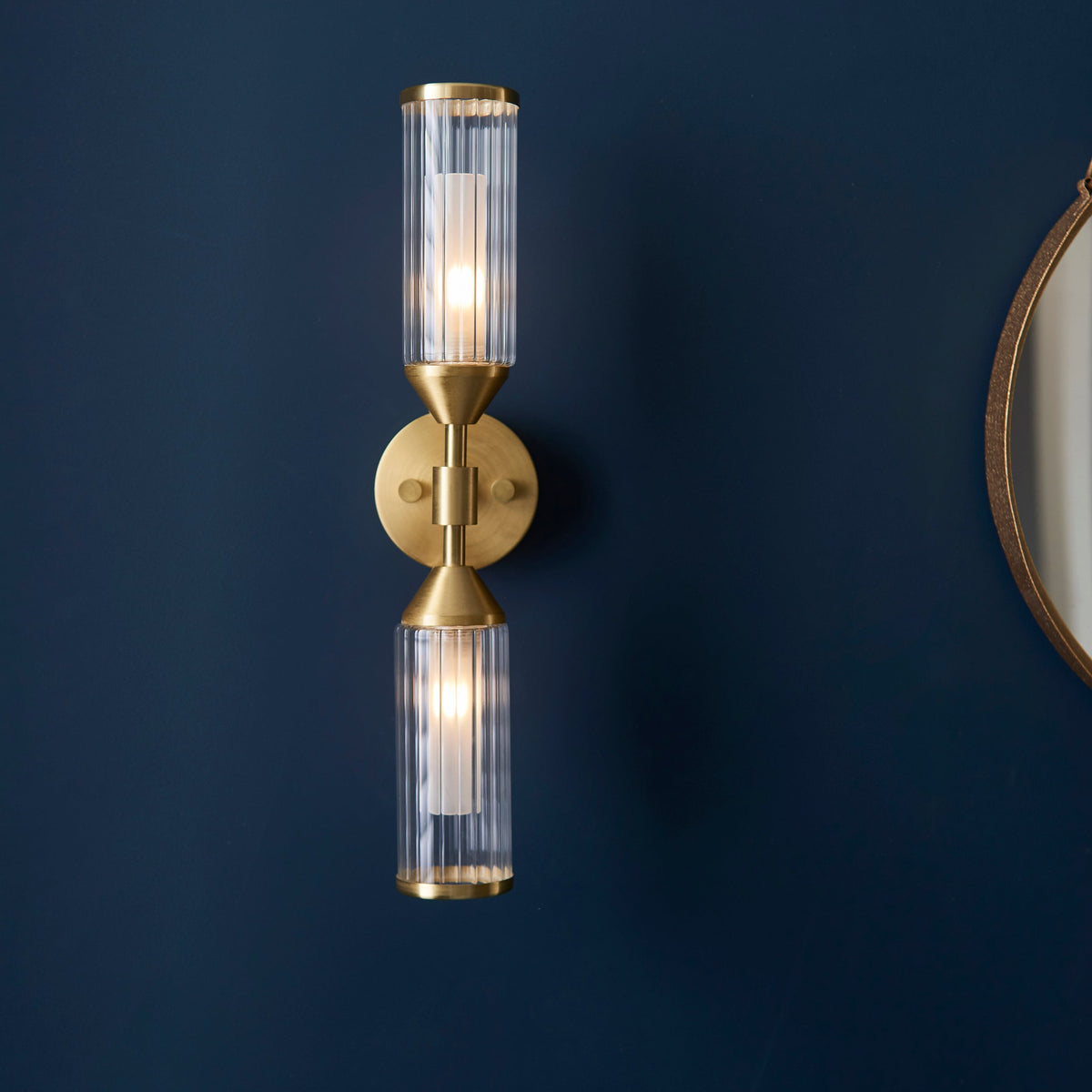 Amos Duchy Double Wall Light Satin Brass