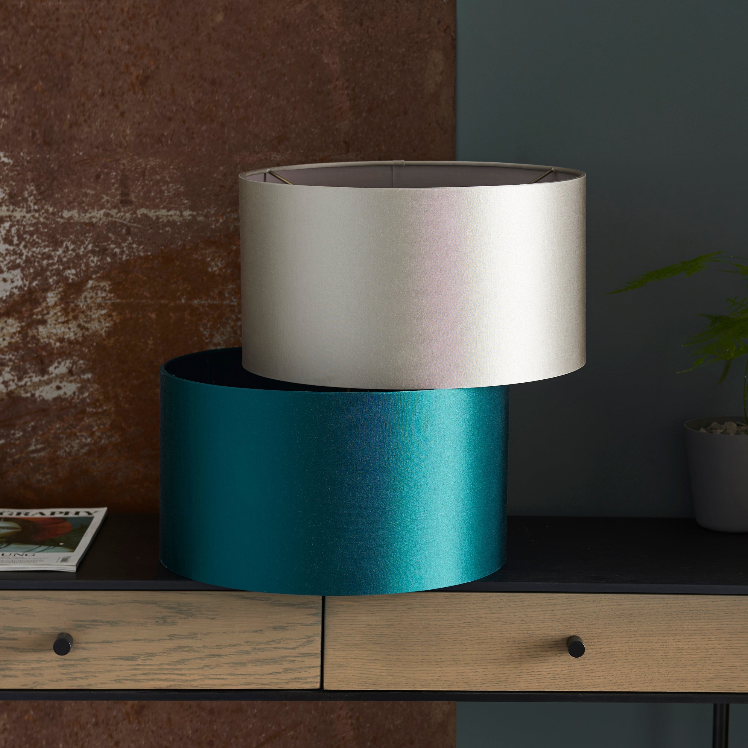 Amos Hatfield Lampshade Teal Satin