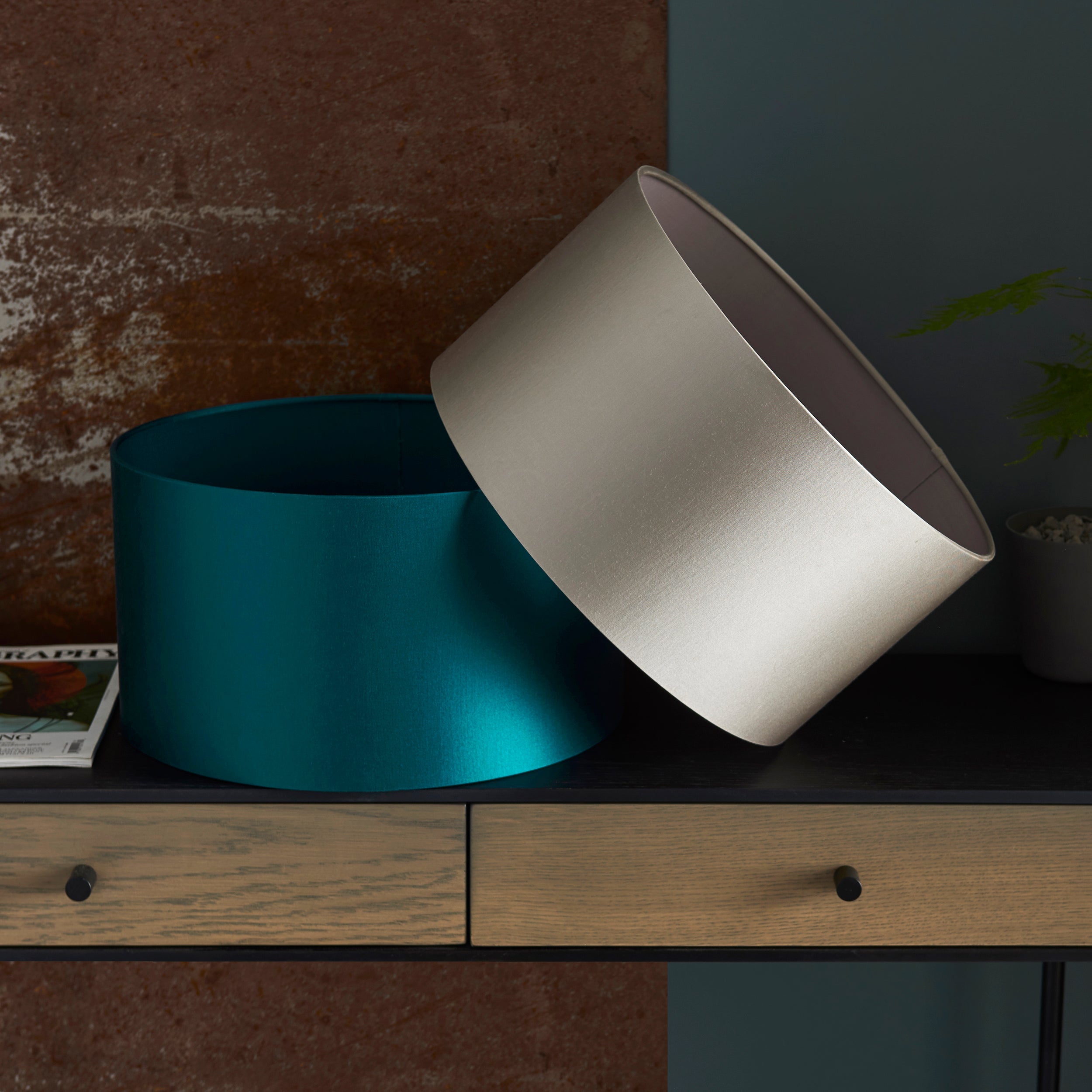 Amos Hatfield Lampshade Teal Satin