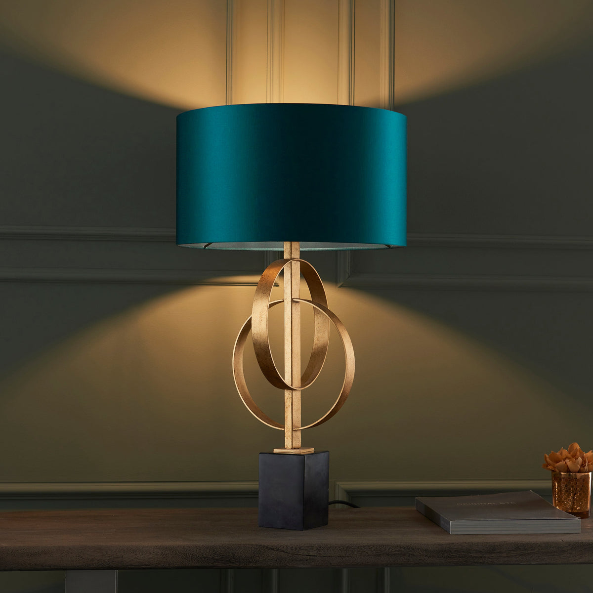 Amos Hatfield Table Lamp Antique Gold & Teal