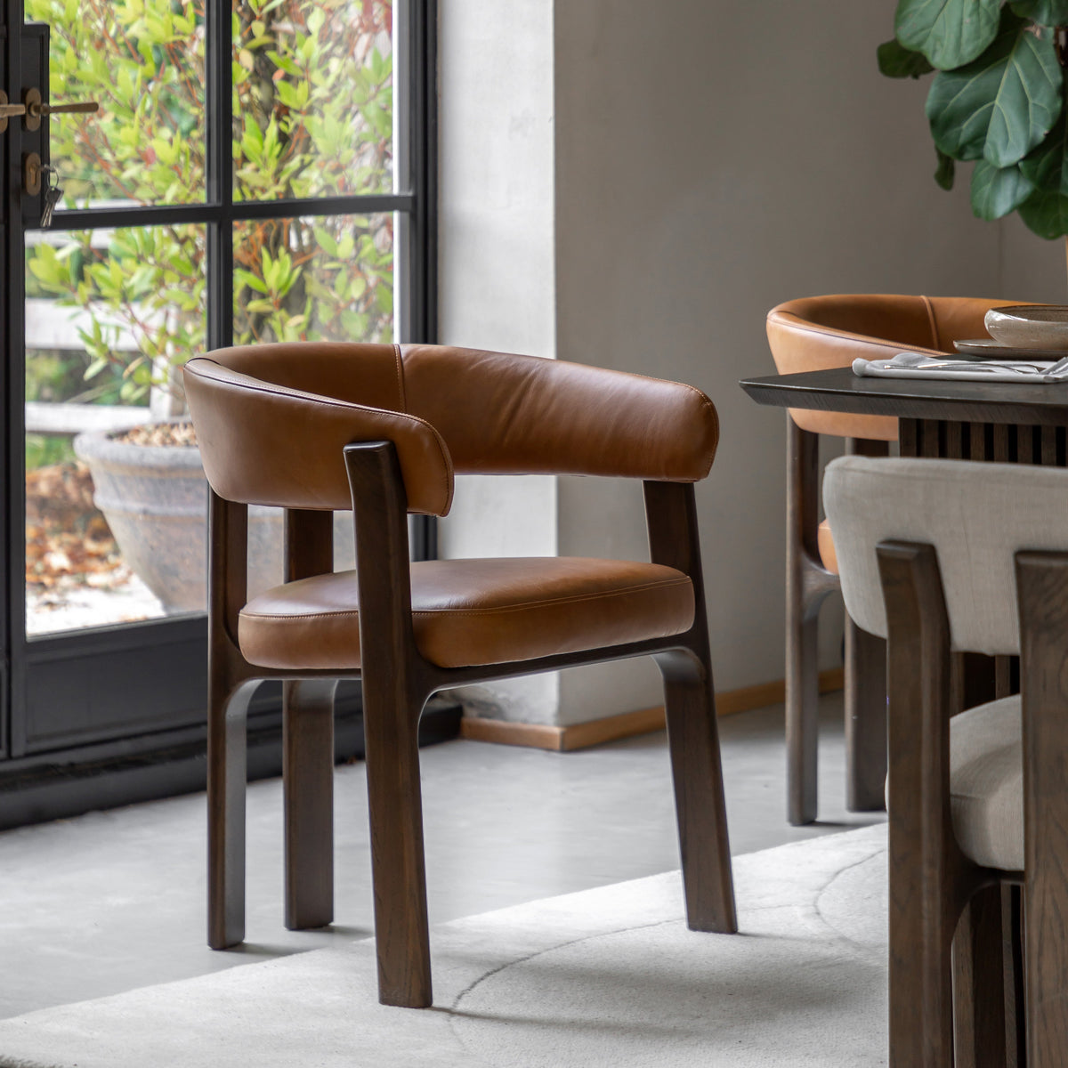 Amos Onda Dining Chair Brown Leather