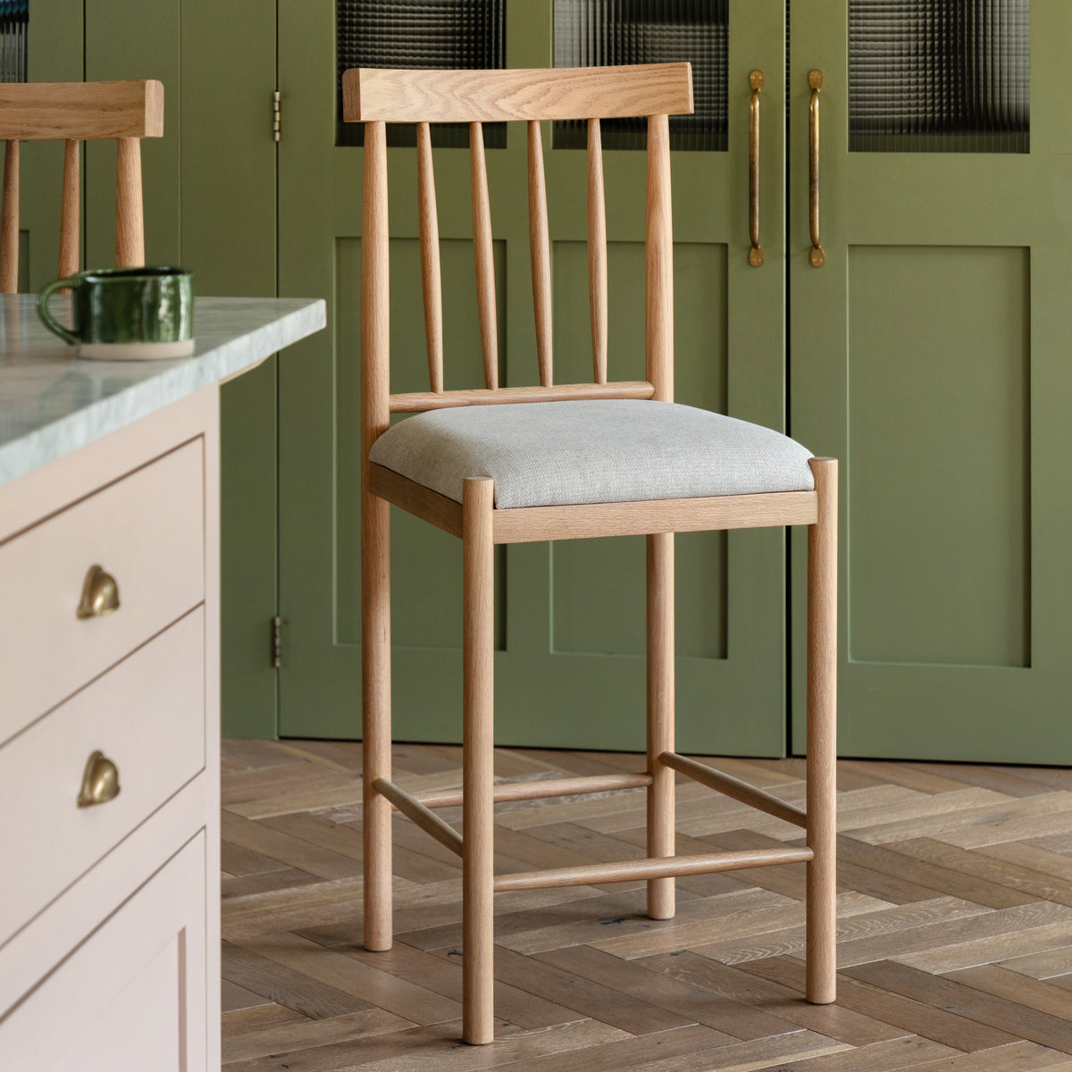 Amos Eton Upholstered Bar Stool Natural (2pk)