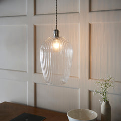 Amos Lucid Large Pendant Ribbed Glass