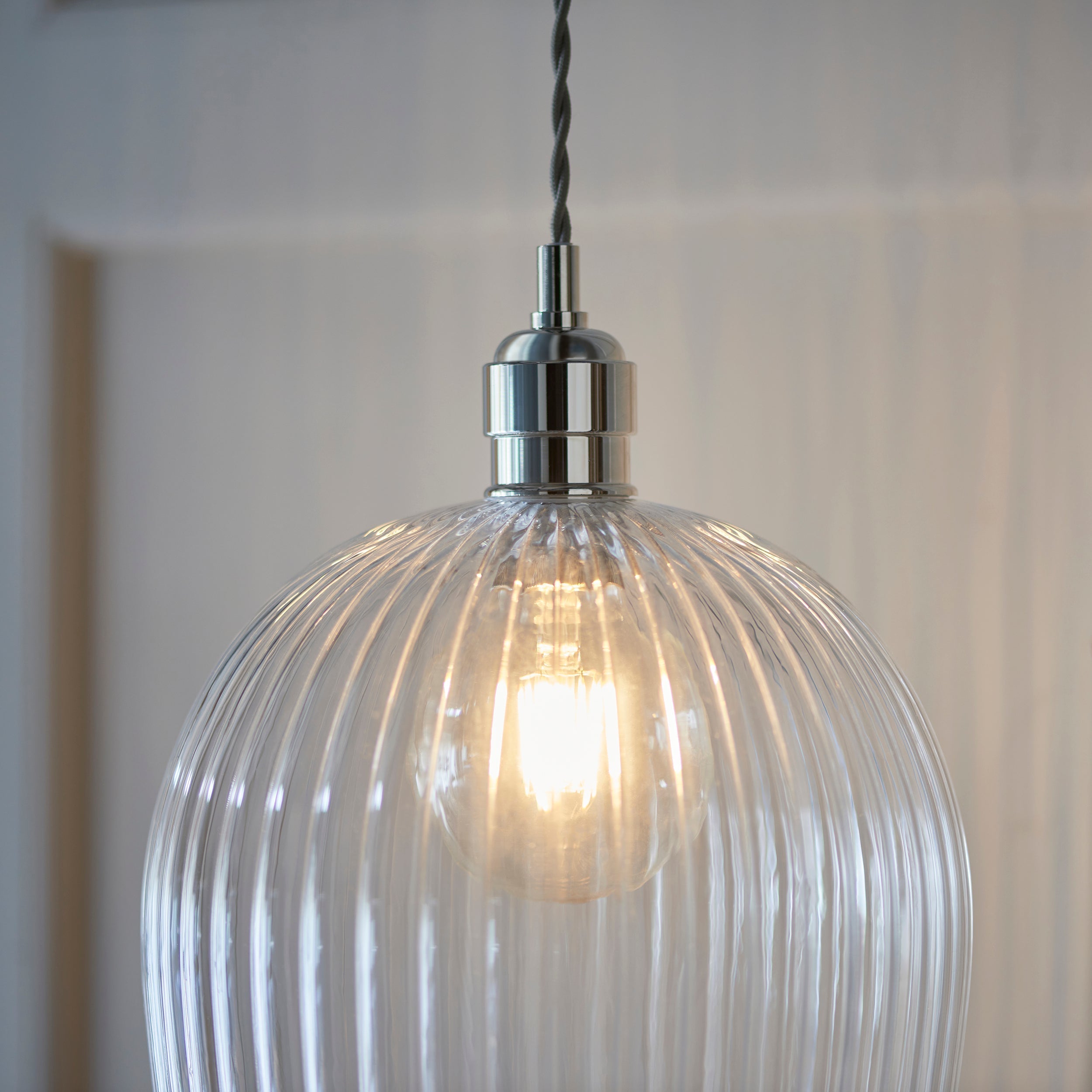Amos Lucid Large Pendant Ribbed Glass