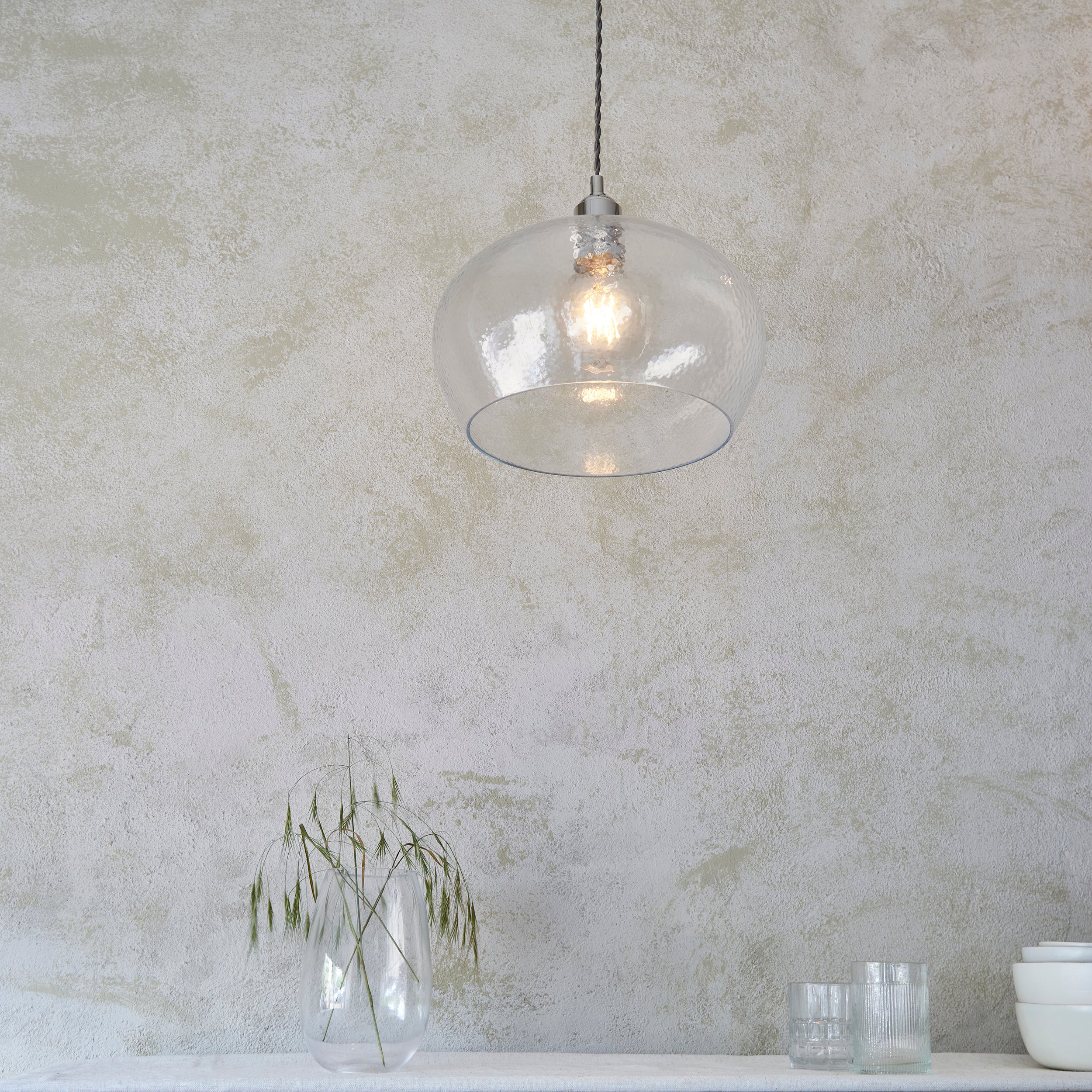 Amos Lucid Medium Pendant Dimpled Glass