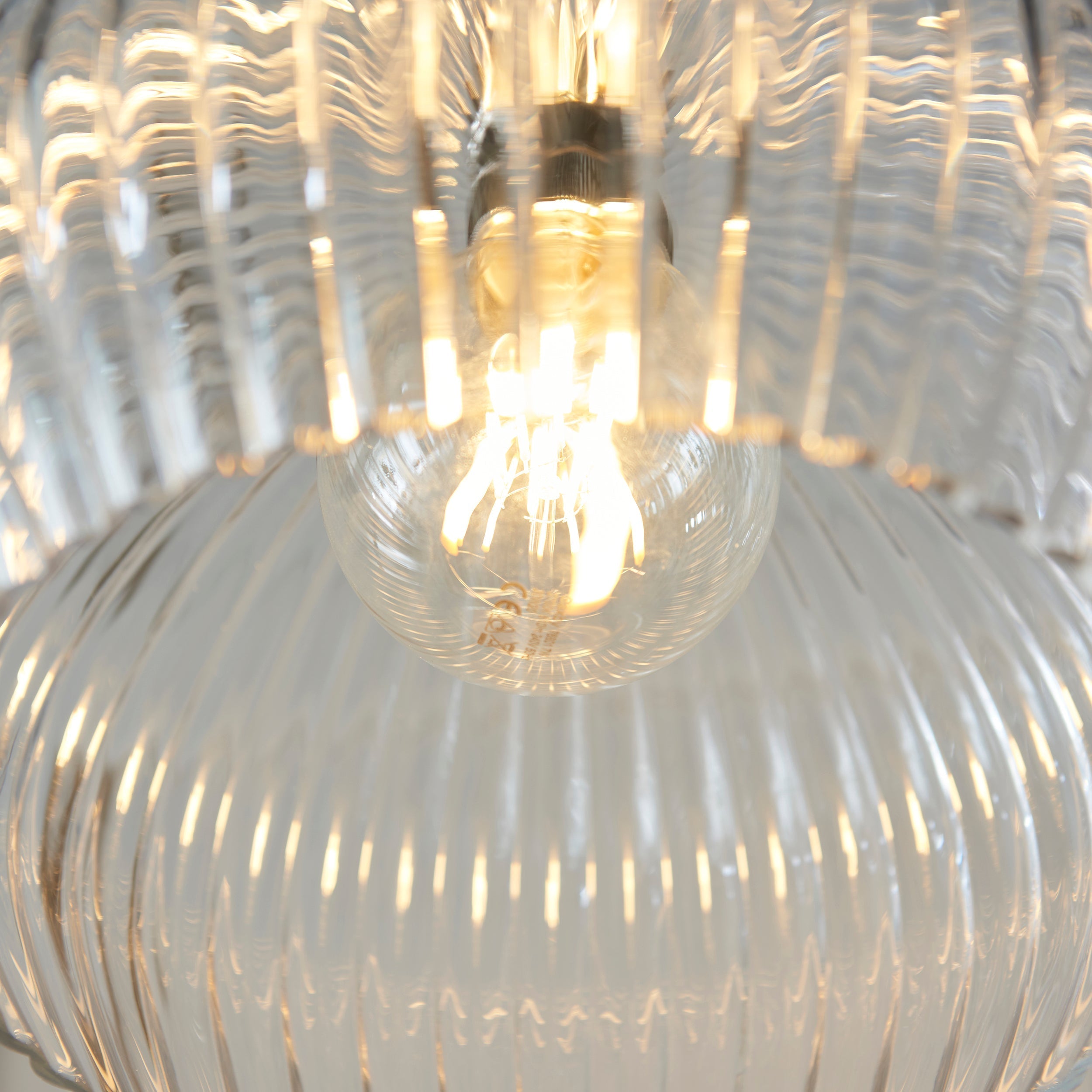 Amos Lucid Medium Pendant Ribbed Glass