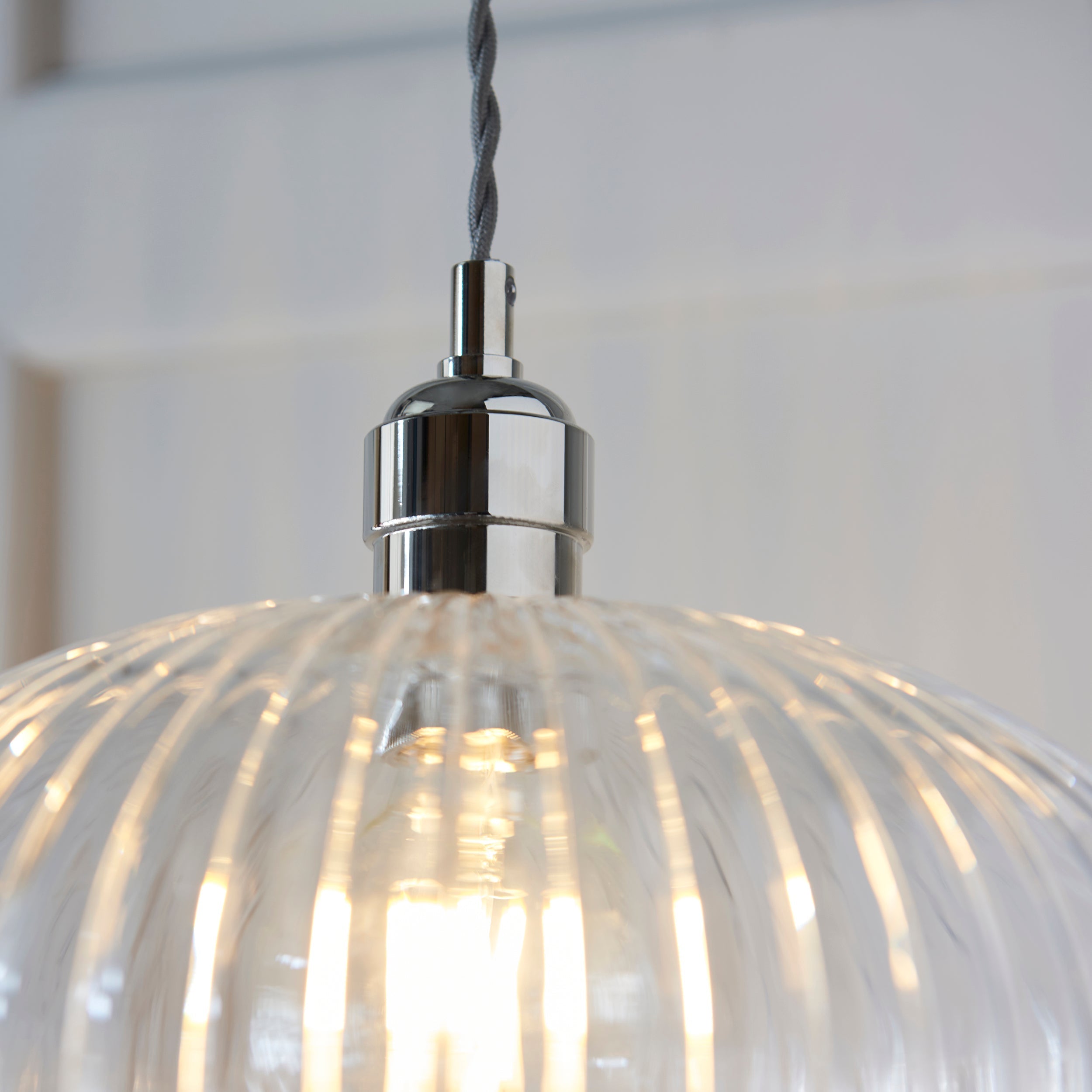 Amos Lucid Medium Pendant Ribbed Glass