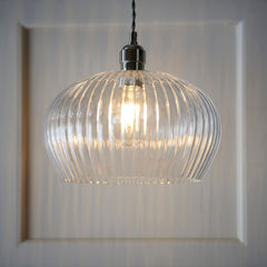 Amos Lucid Medium Pendant Ribbed Glass