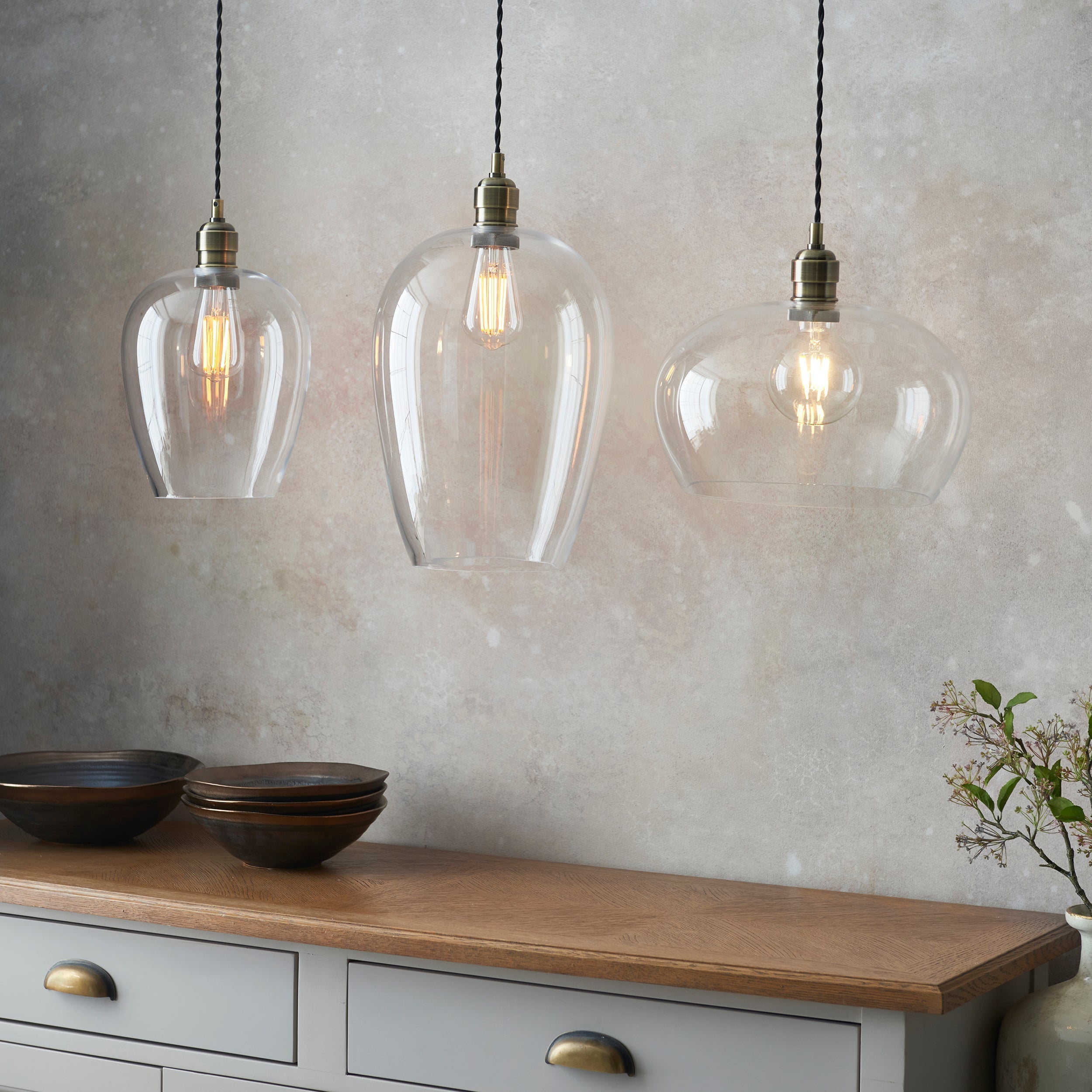 Amos Lucid Pendant Antique Brass Large