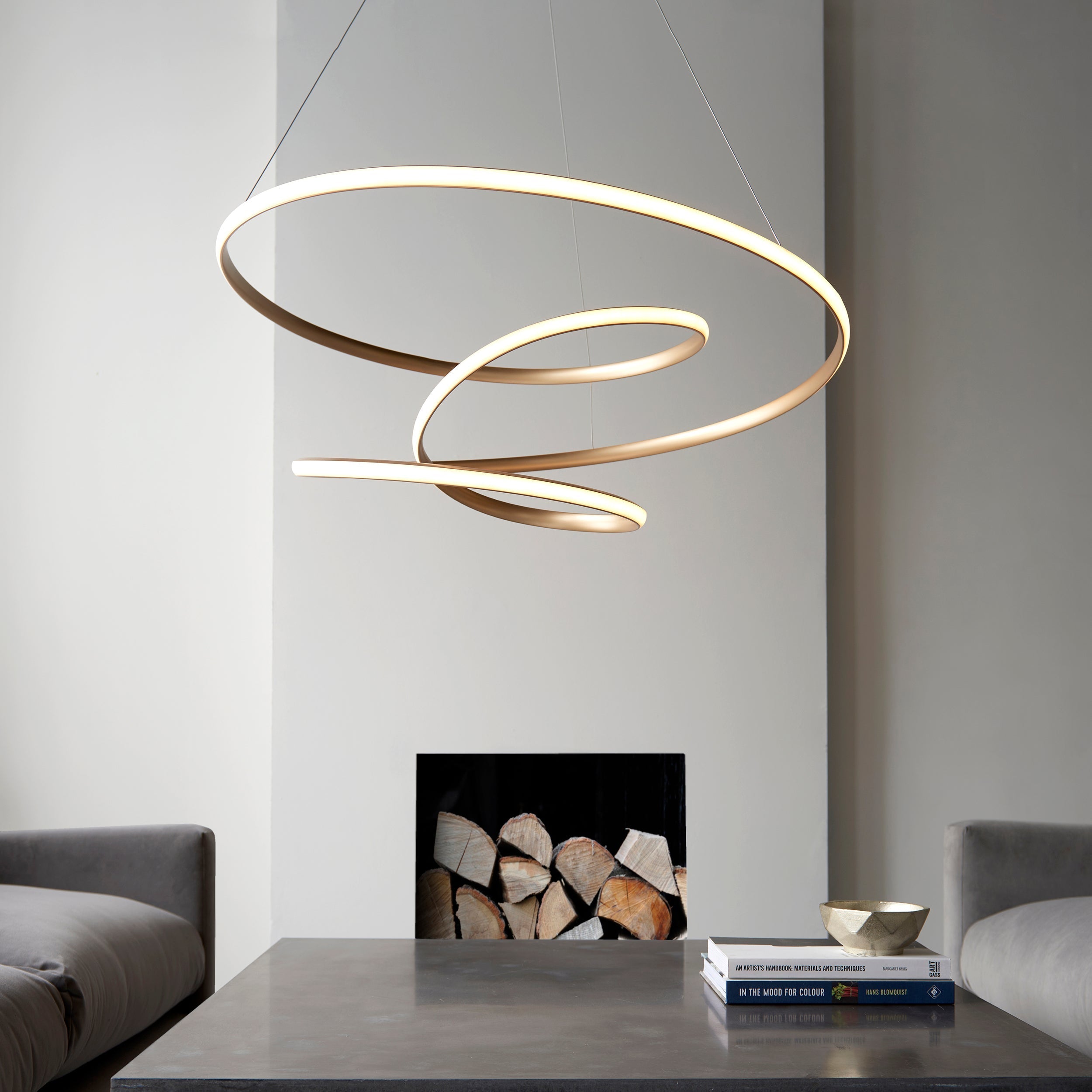 Amos Olympia A Satin Gold LED Pendant