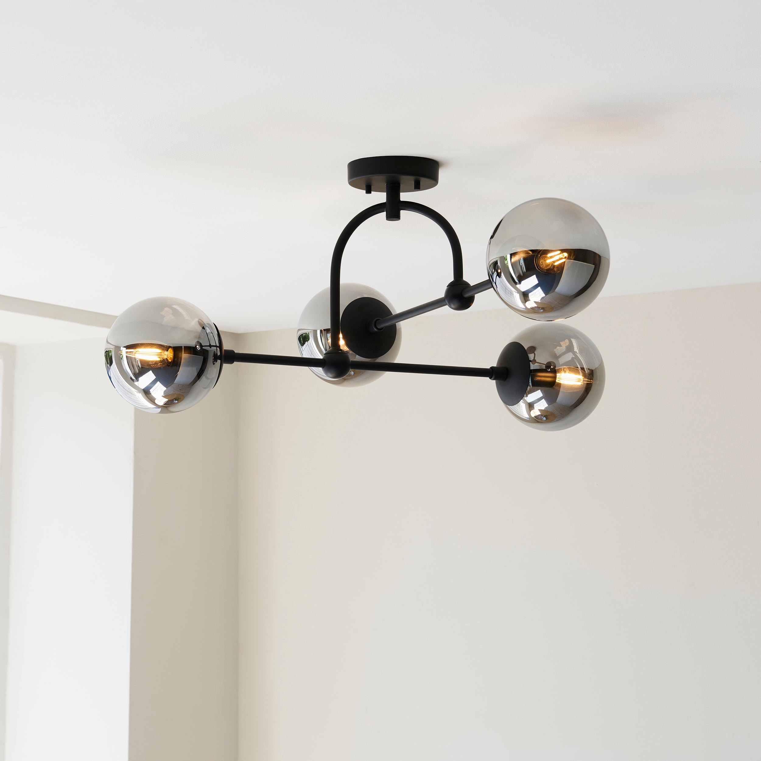 Amos Penthouse Flush Ceiling Light Black