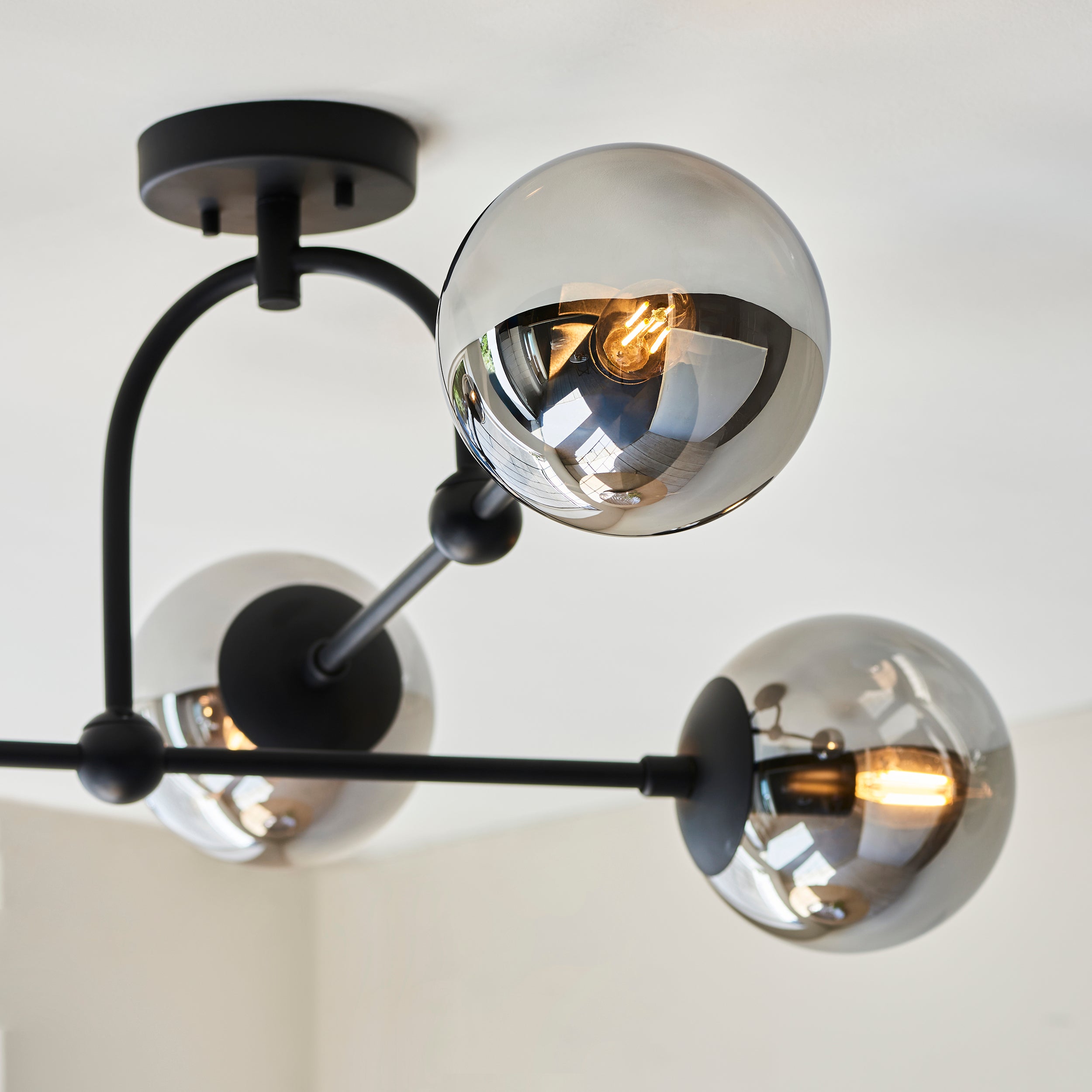 Amos Penthouse Flush Ceiling Light Black