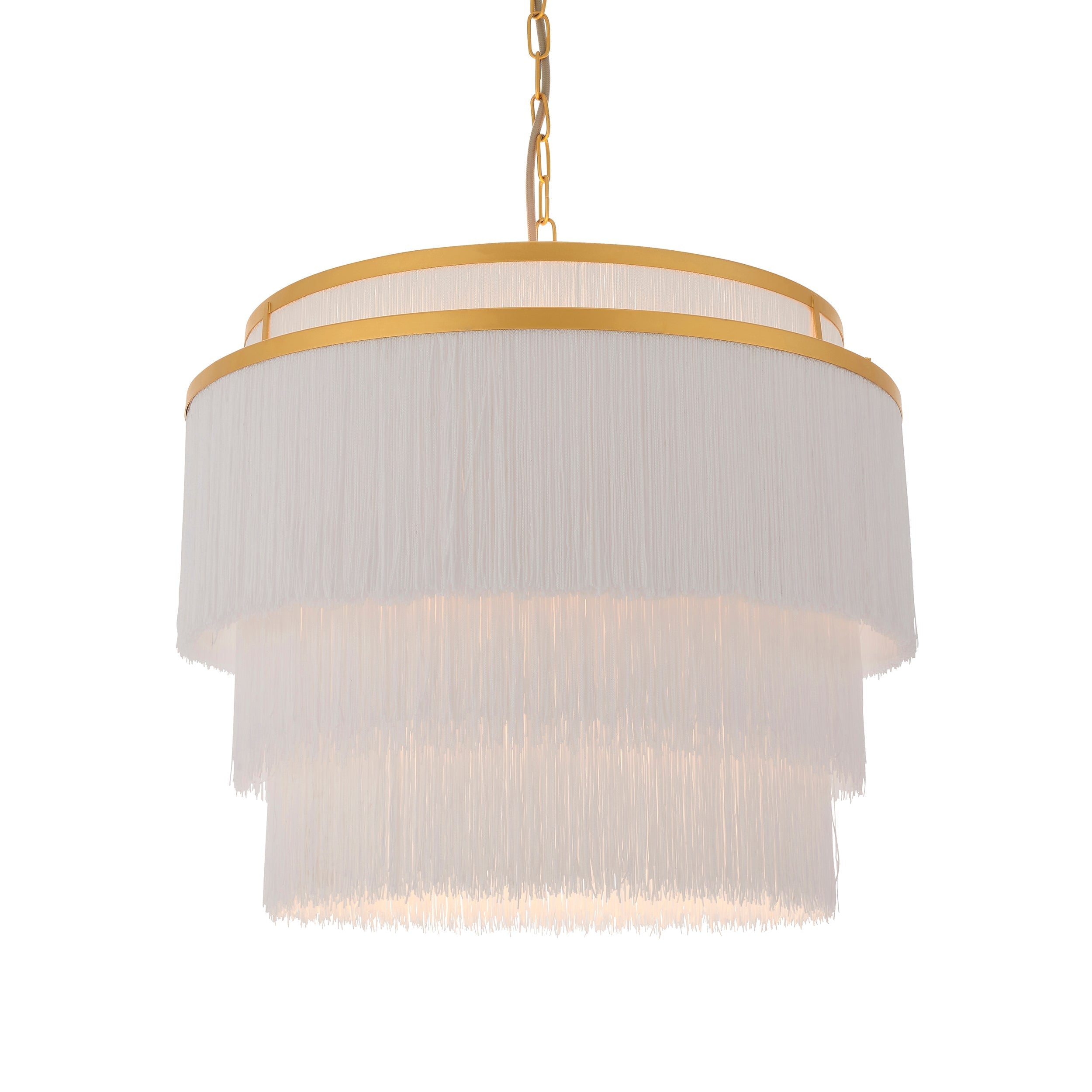 Amos Ruffle Chandelier Large Matt Gold with White Tassels