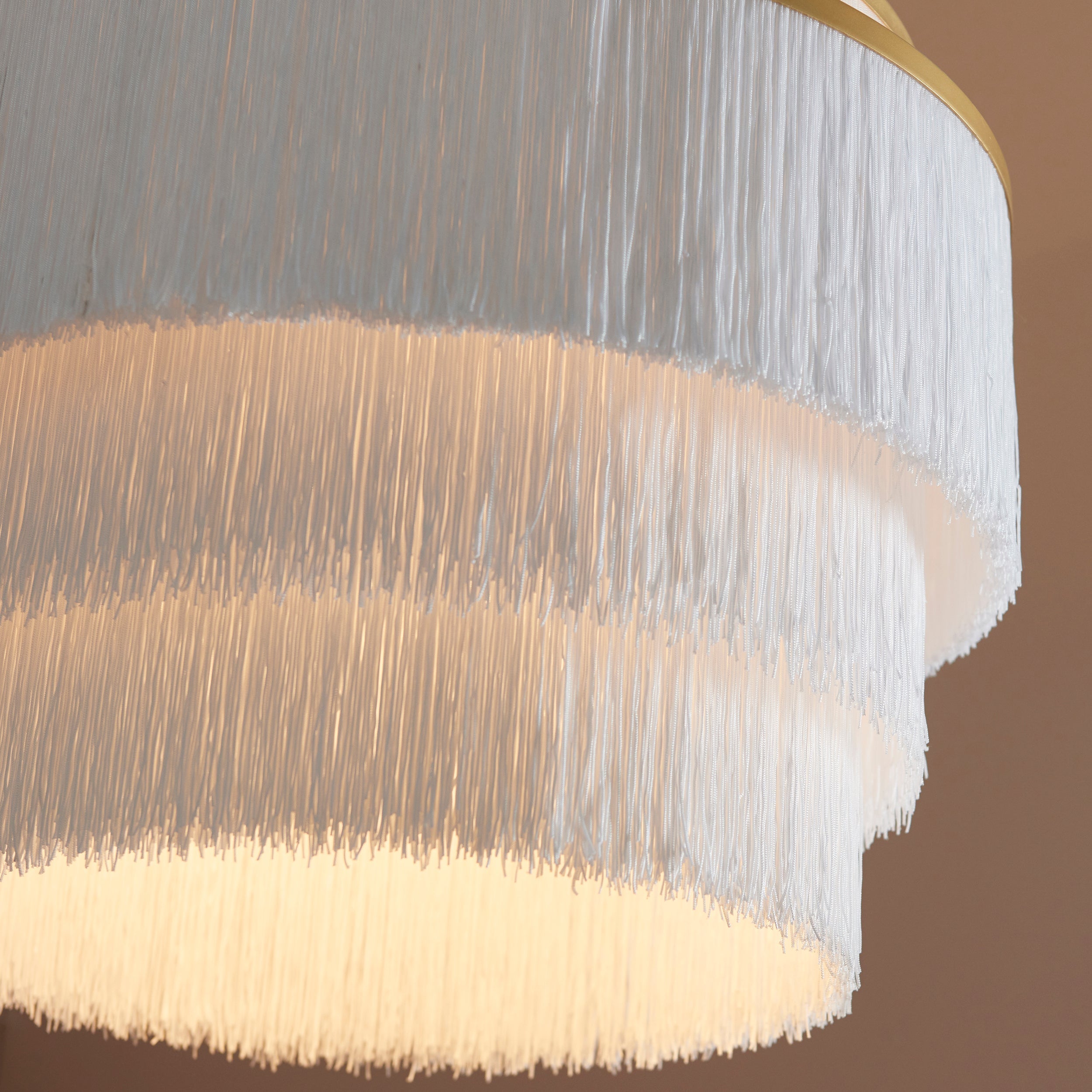 Amos Ruffle Chandelier Large Matt Gold with White Tassels