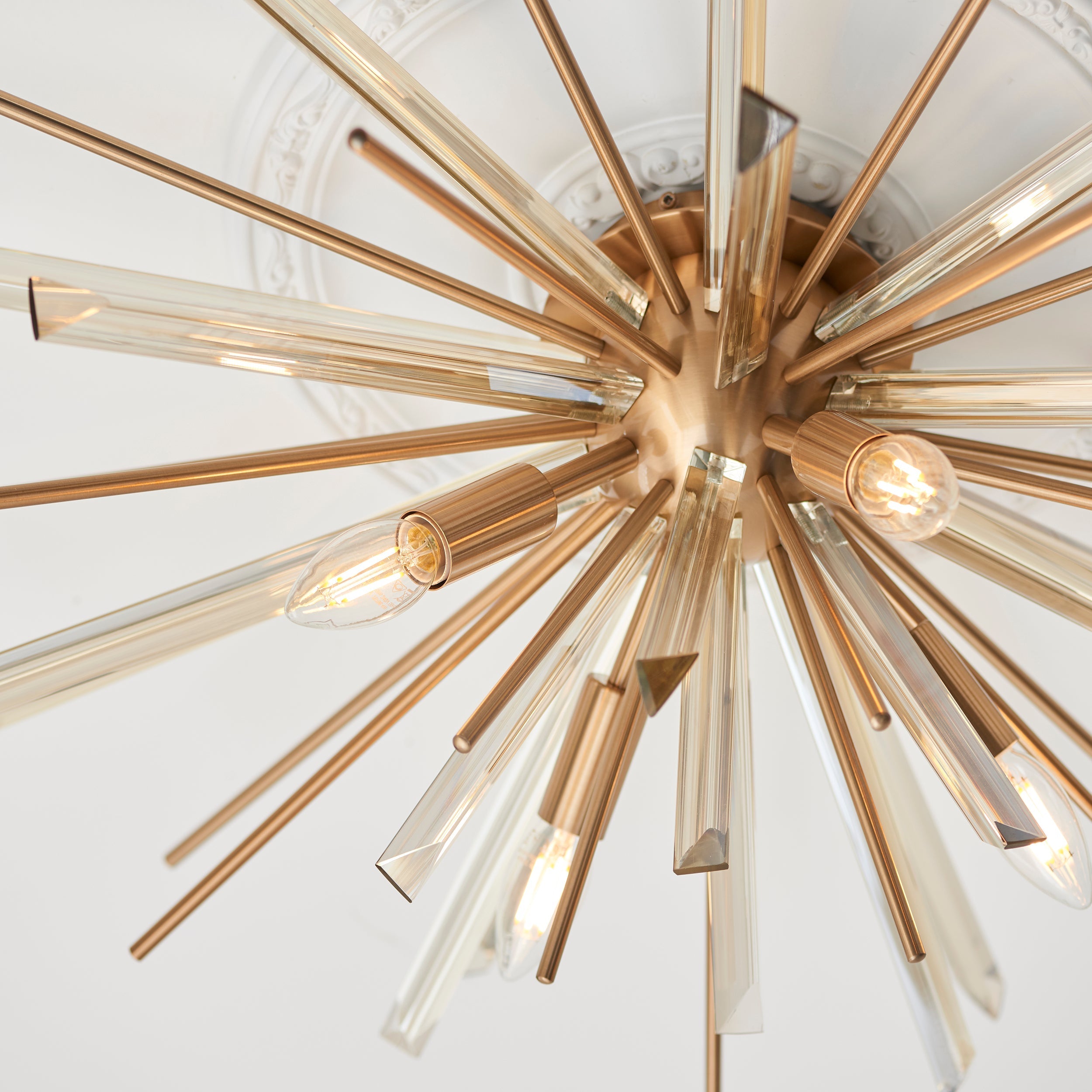 Amos Sandridge Flush Ceiling Light Antique Brass