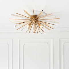 Amos Sandridge Flush Ceiling Light Antique Brass