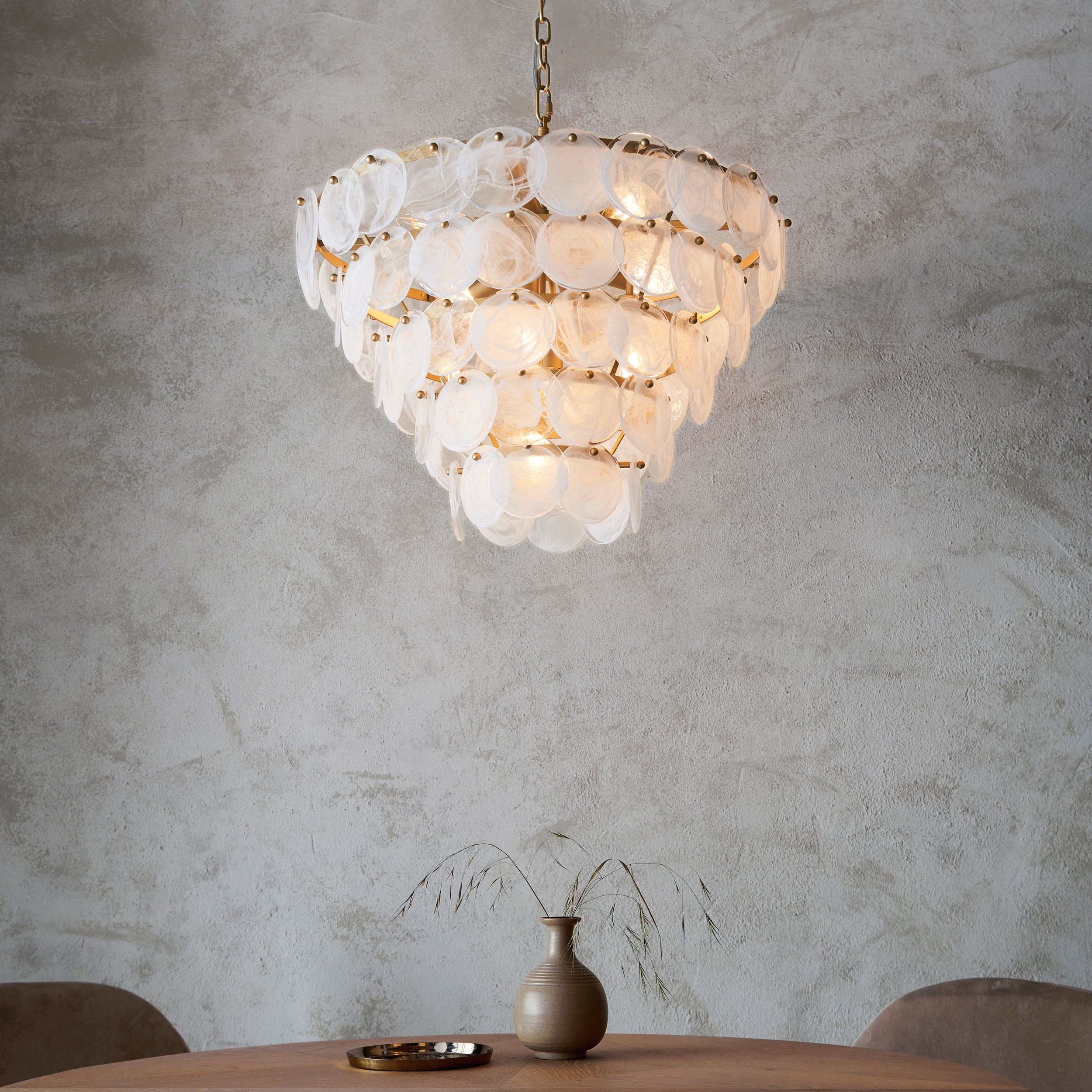 Amos Southgate Chandelier Antique Gold & White