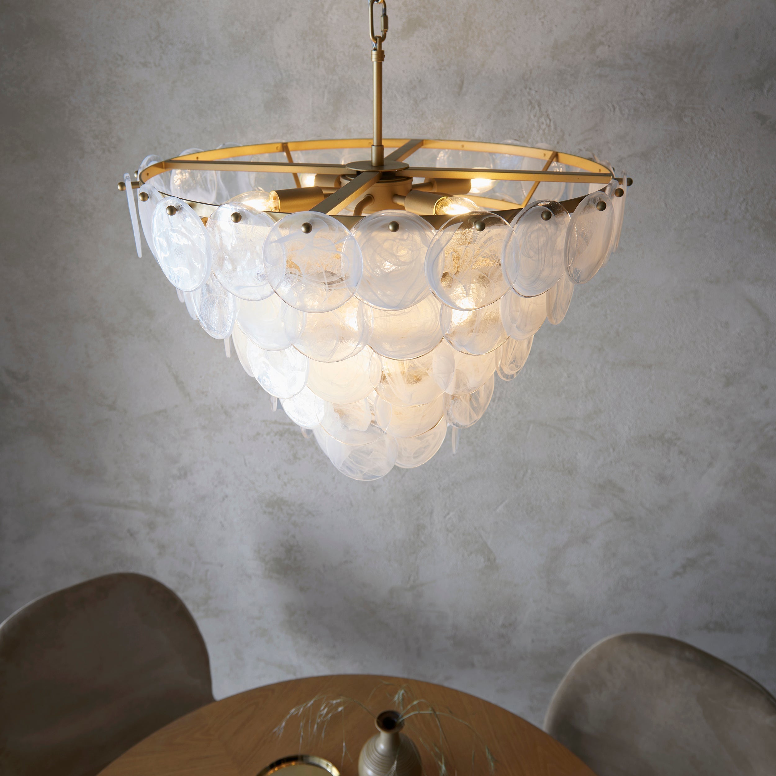 Amos Southgate Chandelier Antique Gold & White