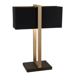 Amos Station Table Lamp Antique Brass with Shade