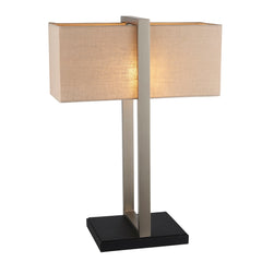 Amos Station Table Lamp Satin Nickel with Shade