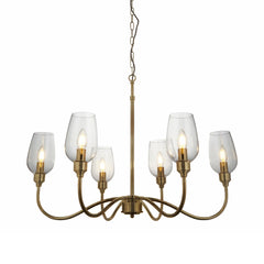 Amos Turret 6 Arm Chandelier Antique Brass