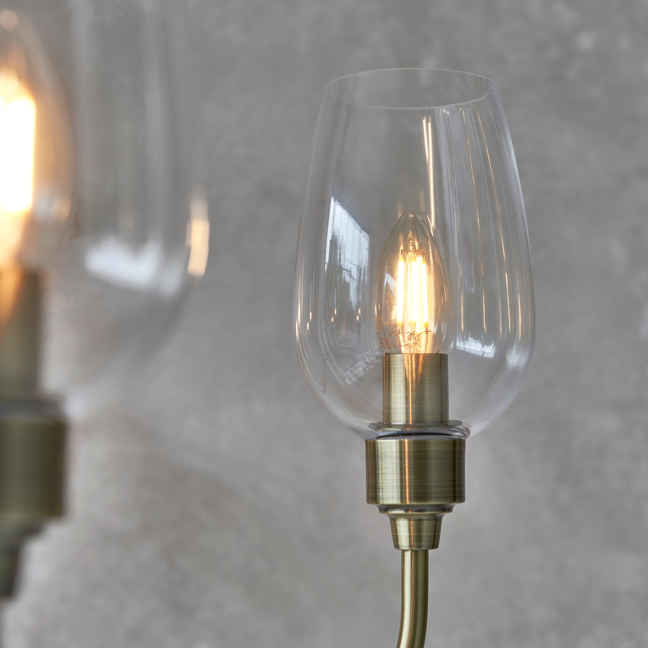Amos Turret 6 Arm Chandelier Antique Brass