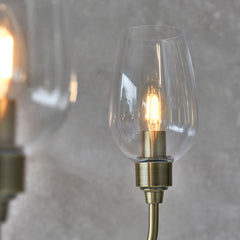 Amos Turret 6 Arm Chandelier Antique Brass