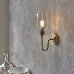 Amos Turret Single Wall Light Antique Brass