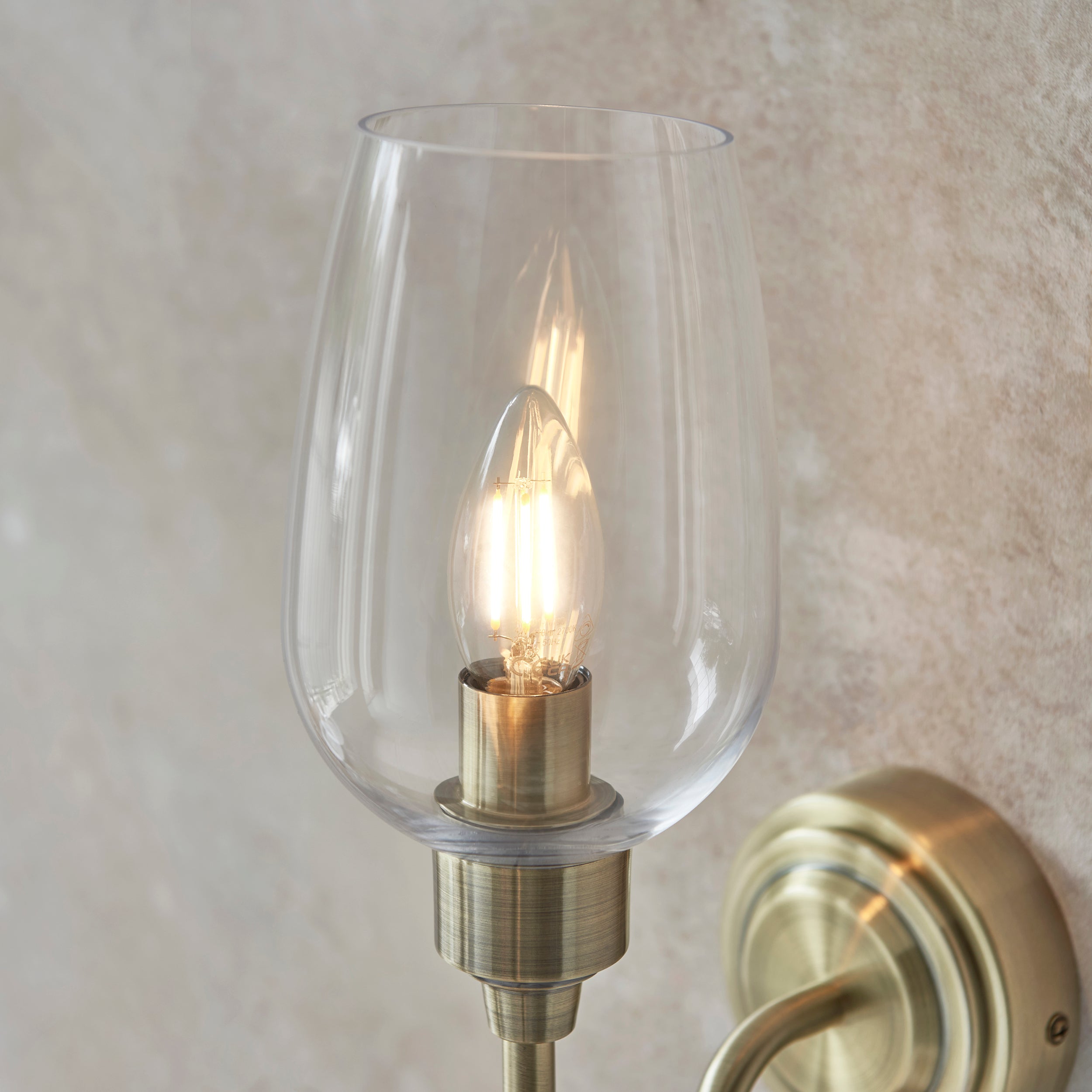 Amos Turret Single Wall Light Antique Brass