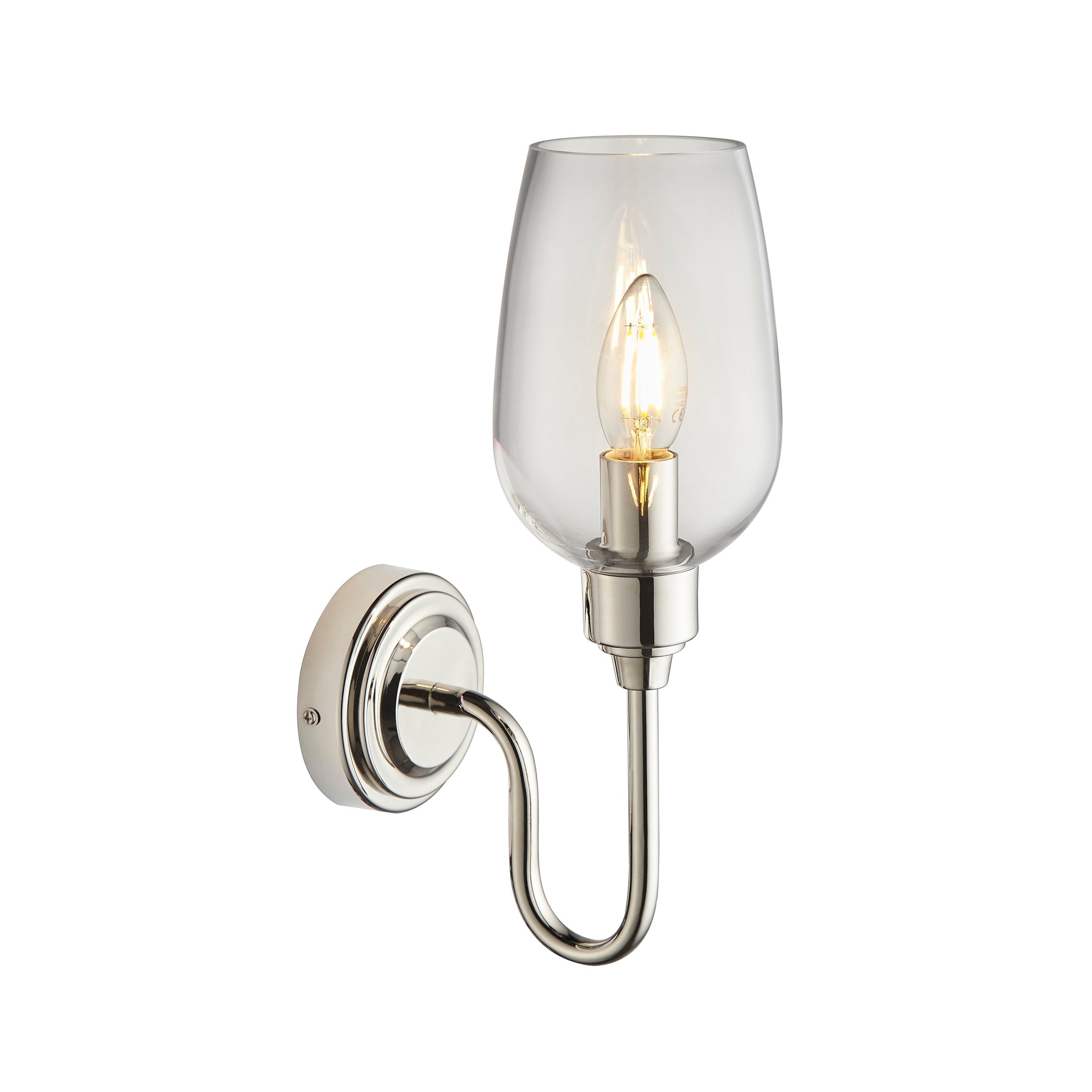 Amos Turret Single Wall Light Polished Nickel