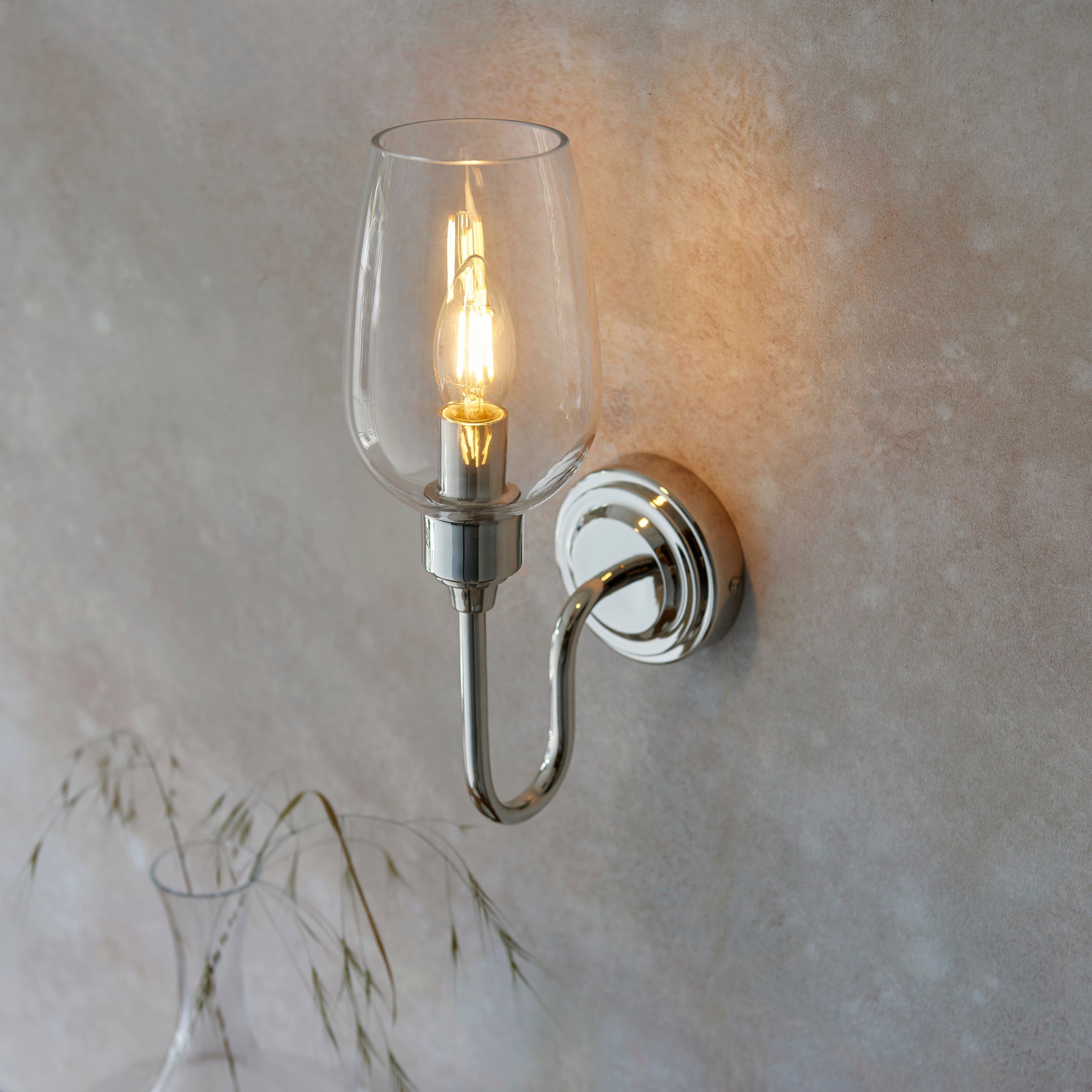 Amos Turret Single Wall Light Polished Nickel