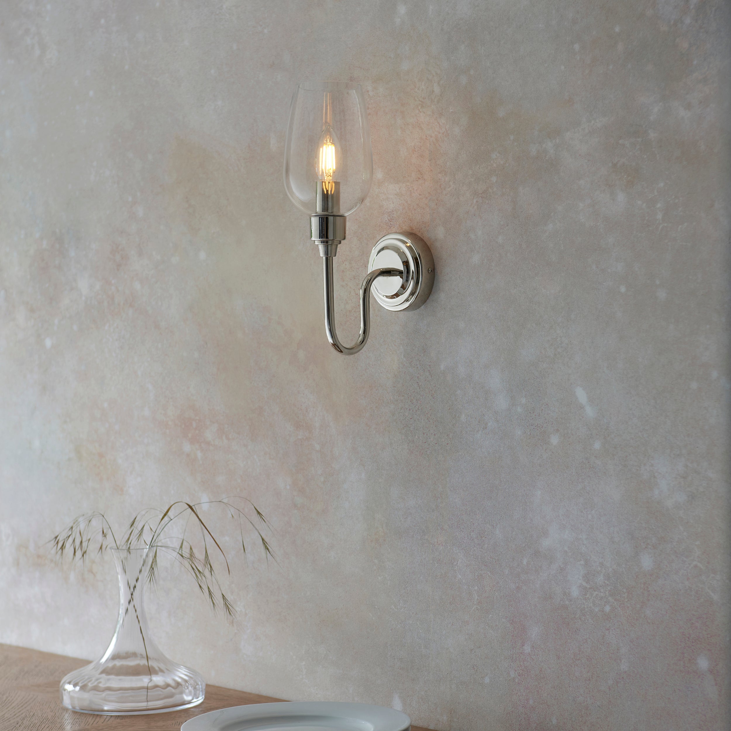 Amos Turret Single Wall Light Polished Nickel