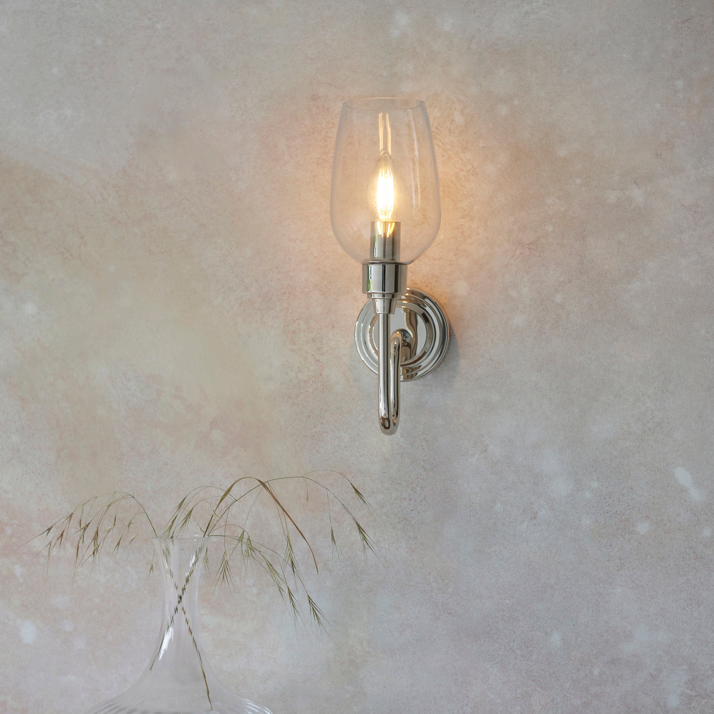 Amos Turret Single Wall Light Polished Nickel
