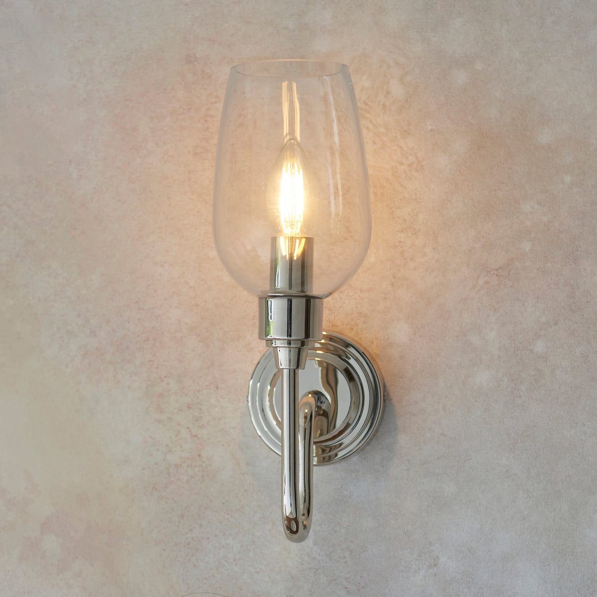 Amos Turret Single Wall Light Polished Nickel
