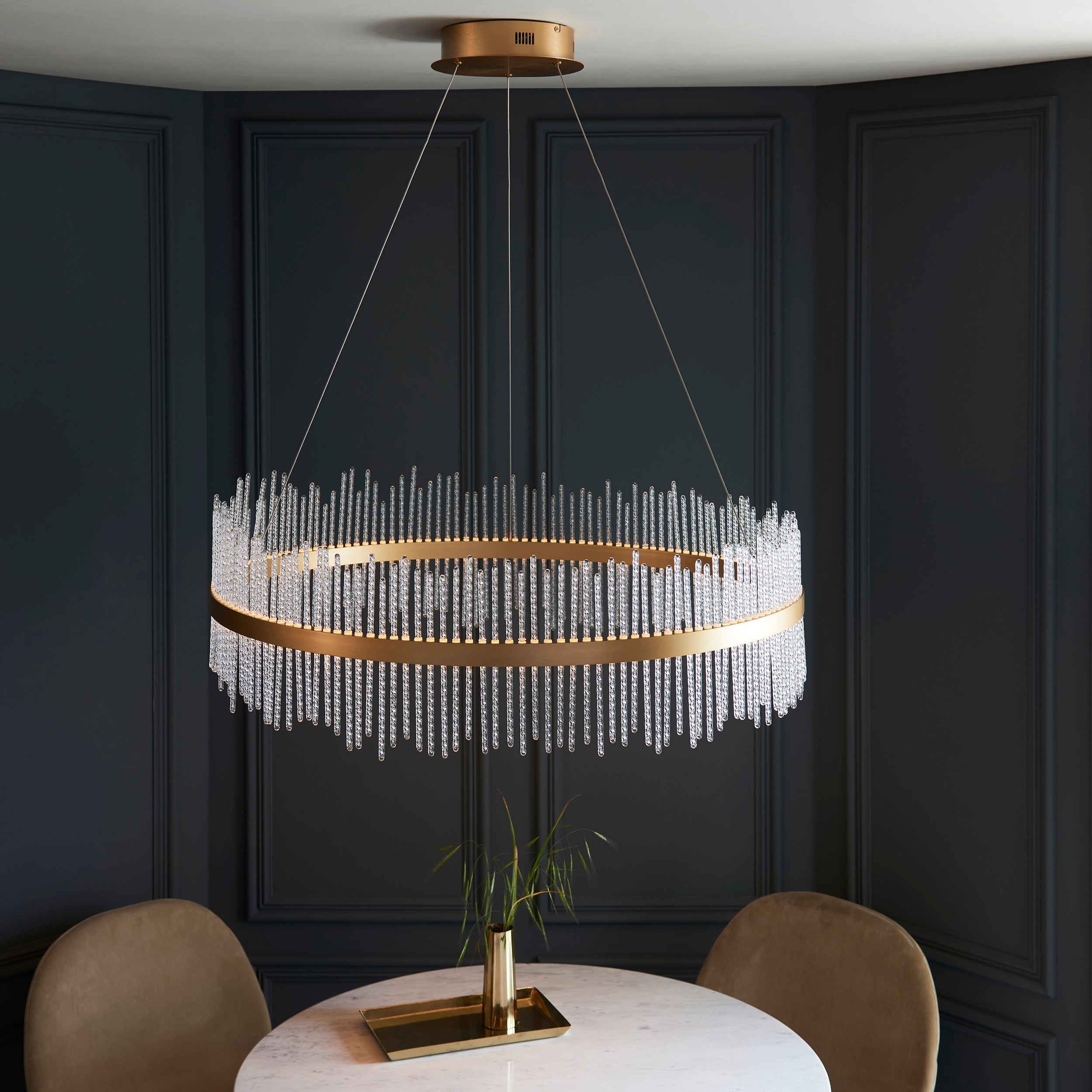 Amos Vanburgh Large Pendant Chandelier Brushed Gold