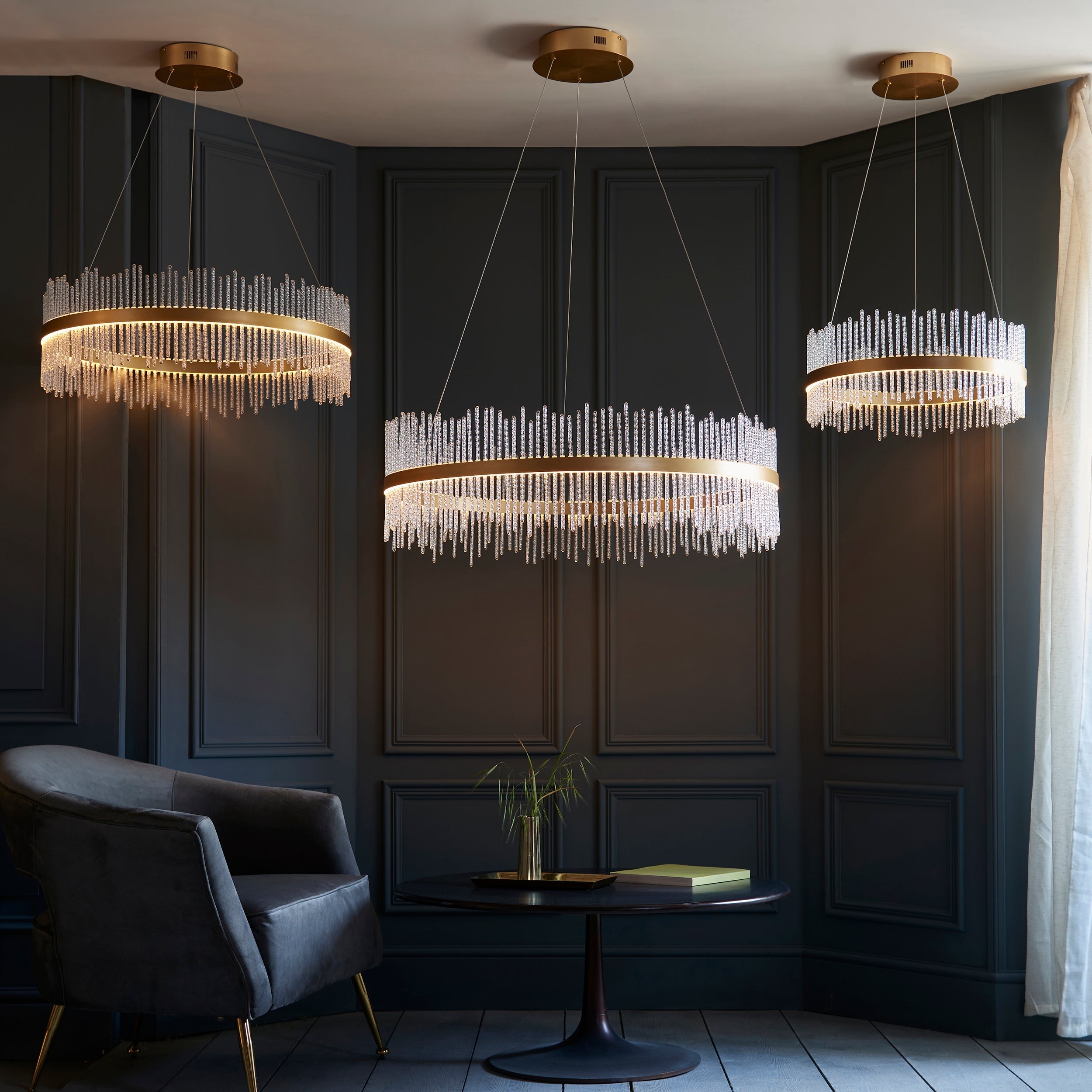 Amos Vanburgh Large Pendant Chandelier Brushed Gold
