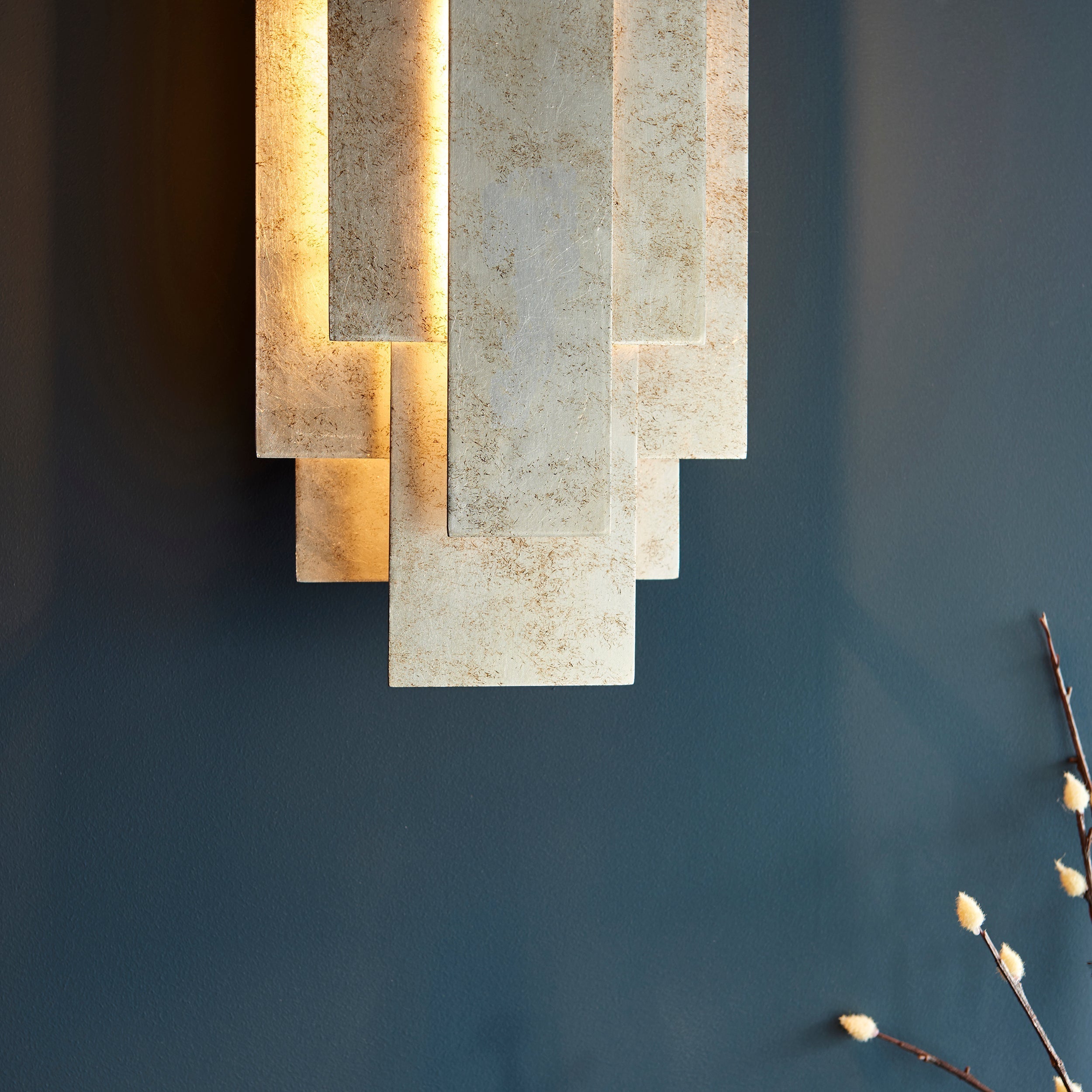 Amos Vaughn Wall Light Silver Leaf