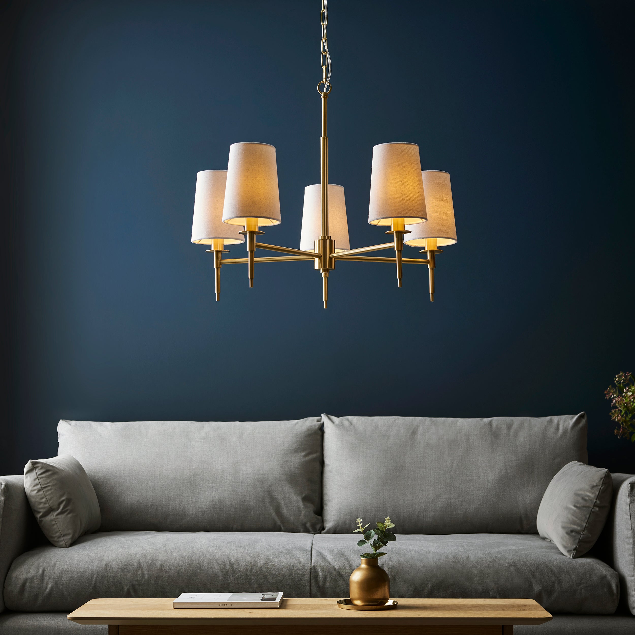 Amos Westminster 5 Light Chandelier Satin Brass
